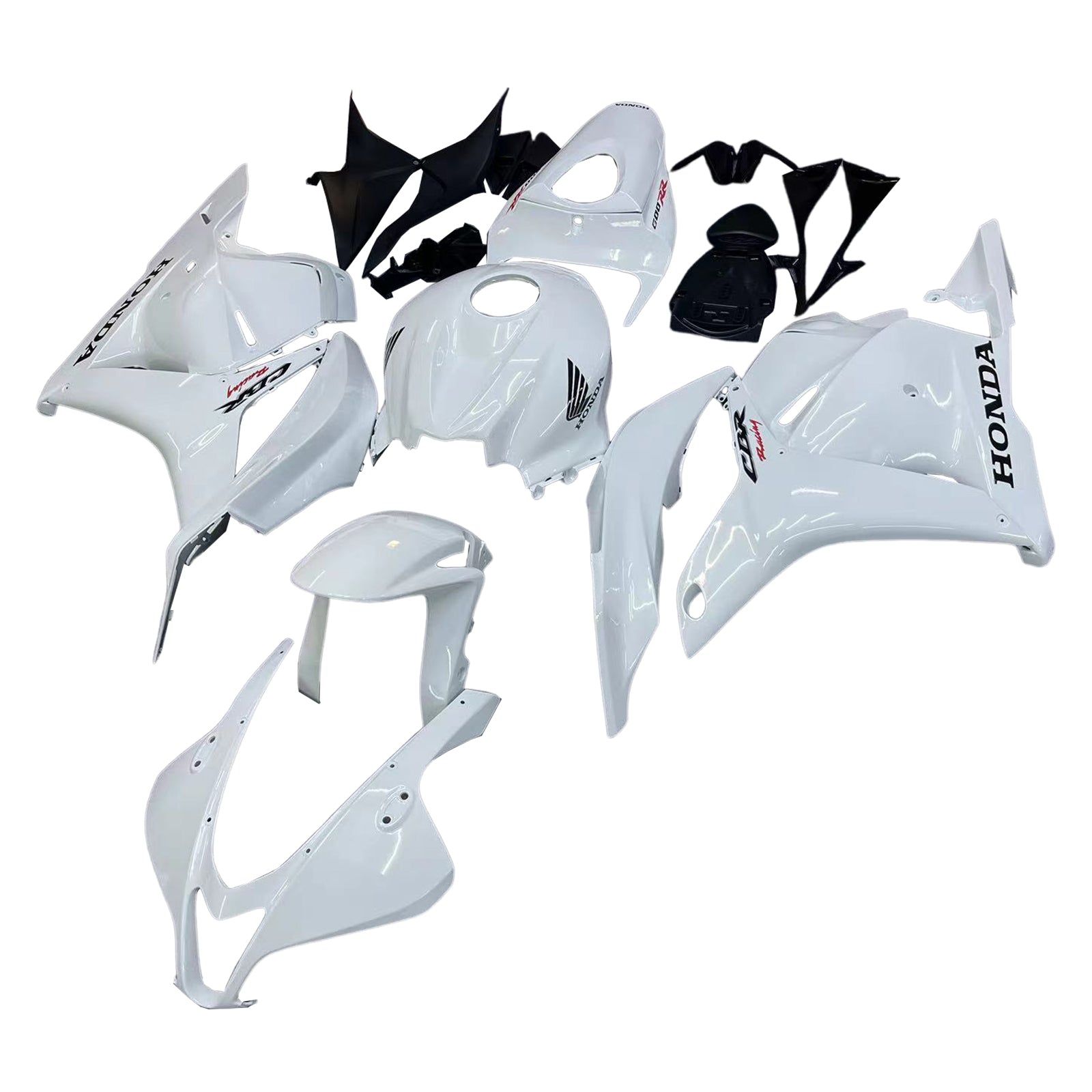 Amotopart 2009-2012 Honda CBR600RR White Black Fairing Kit