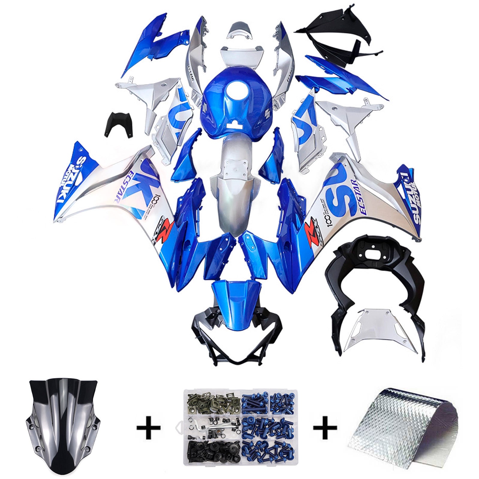 Amotopart 2017-2020 Suzuki GSX250R Blue White Fairing Kit
