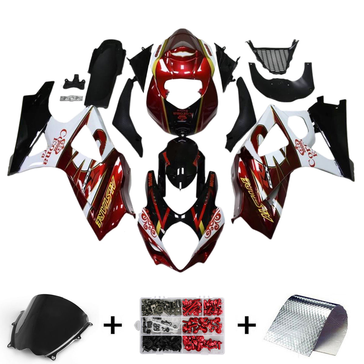 Amotopart 2007-2008 K7 GSXR1000 Suzuki Rouge et Blanc Style1 Kit de carénage