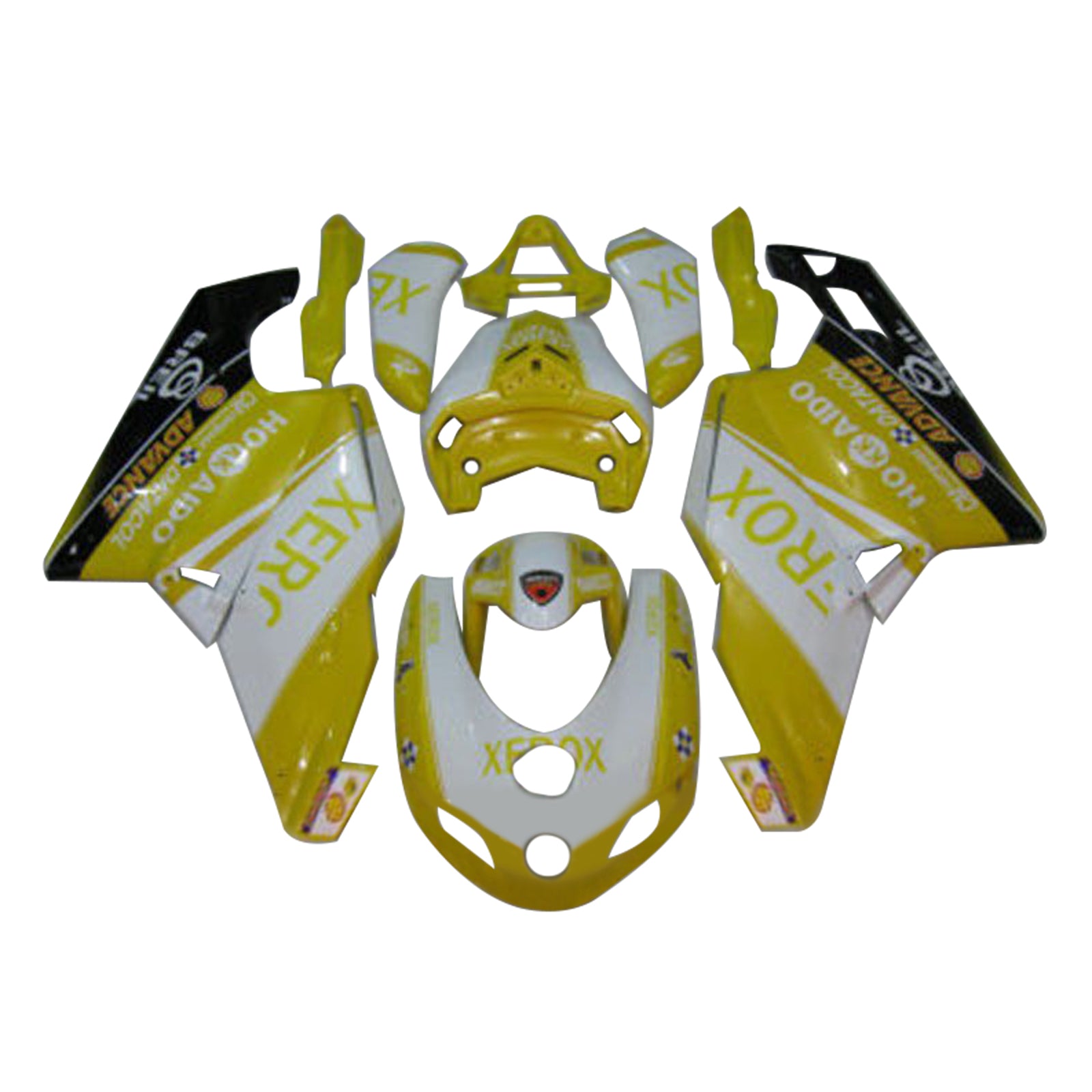 Amotopart Ducati 999 749 2005 2006 gelb-weißes Markenverkleidungsset