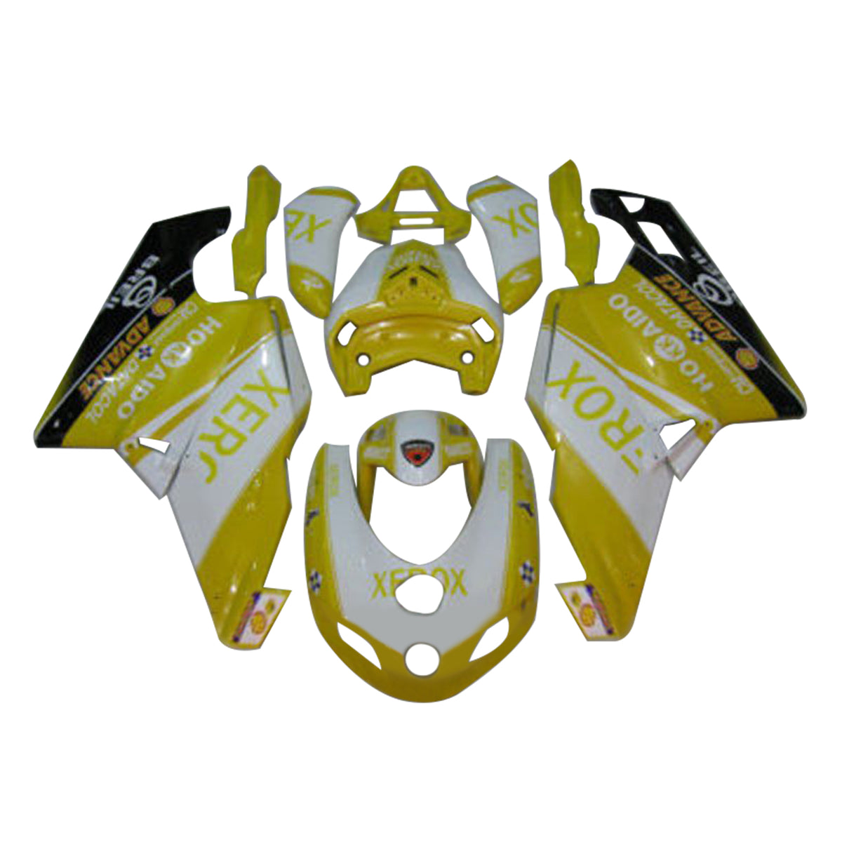 Kit de carénage de marque Amotopart Ducati 999 749 2005 2006 jaune et blanc