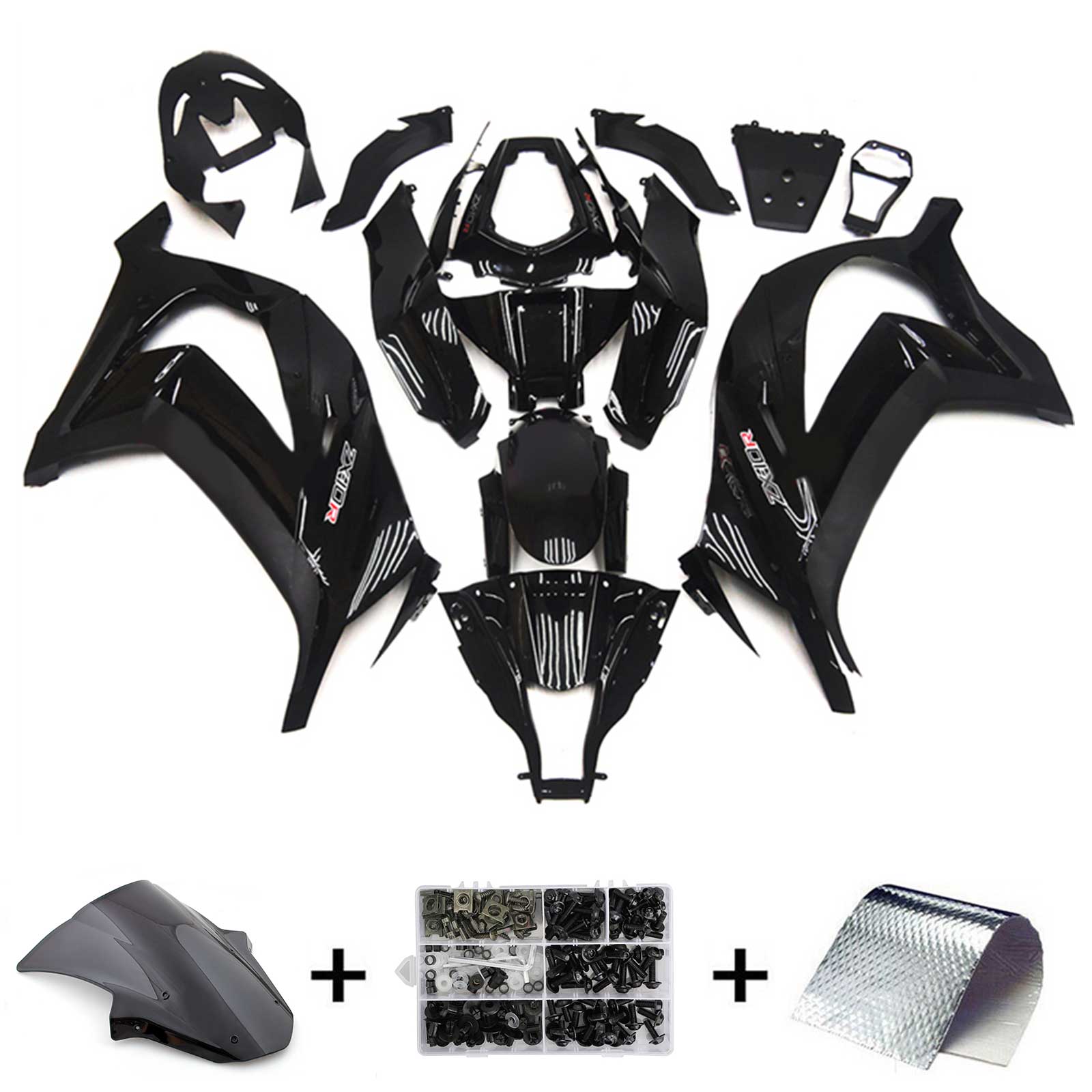 Amotopart 2011-2015 Kawasaki ZX10R Gloss&Matte Black Style2 Verkleidungsset