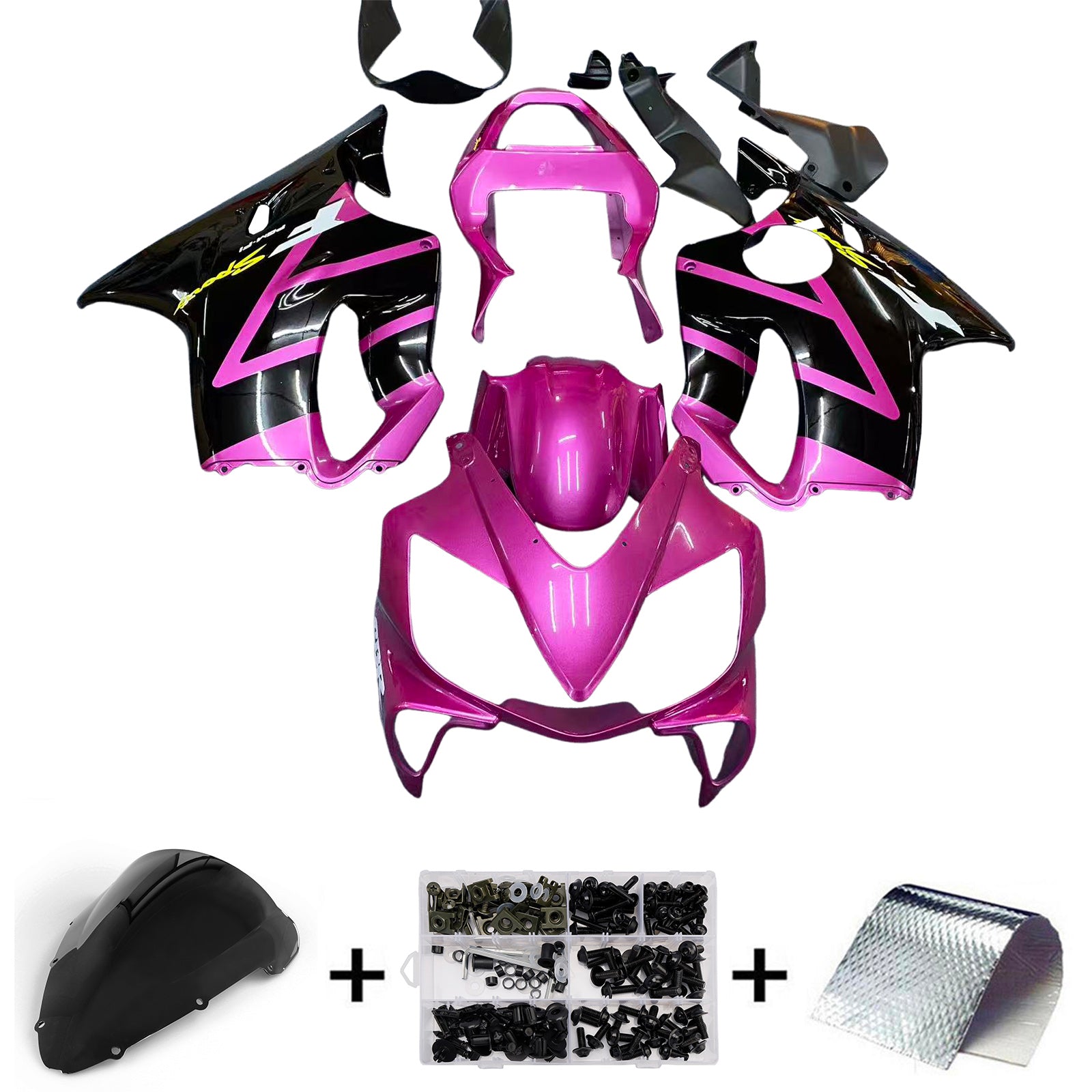 Amotopart 2001-2003 Honda CBR600 F4i Black/Pink Fairing Kit