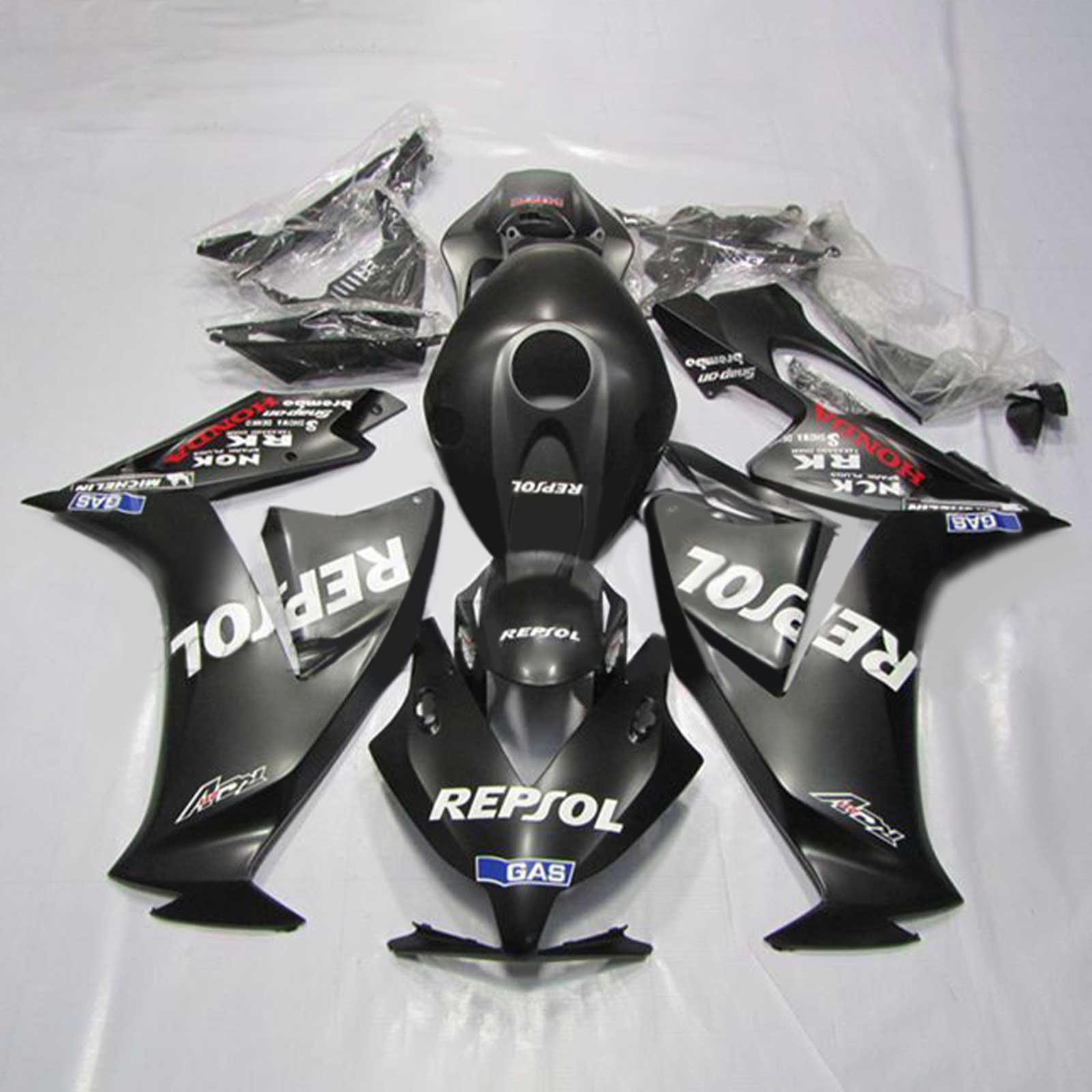 Amotopart 2012-2016 CBR1000RR Honda negro con kit de carenado con logotipo