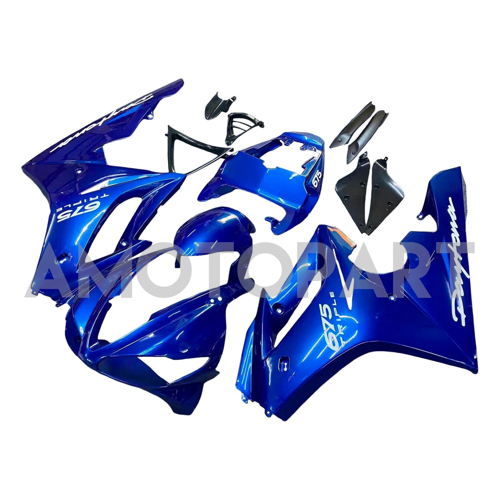 Amotopart 2006–2008 Triumph Daytona 675 Blau-weißes Verkleidungsset