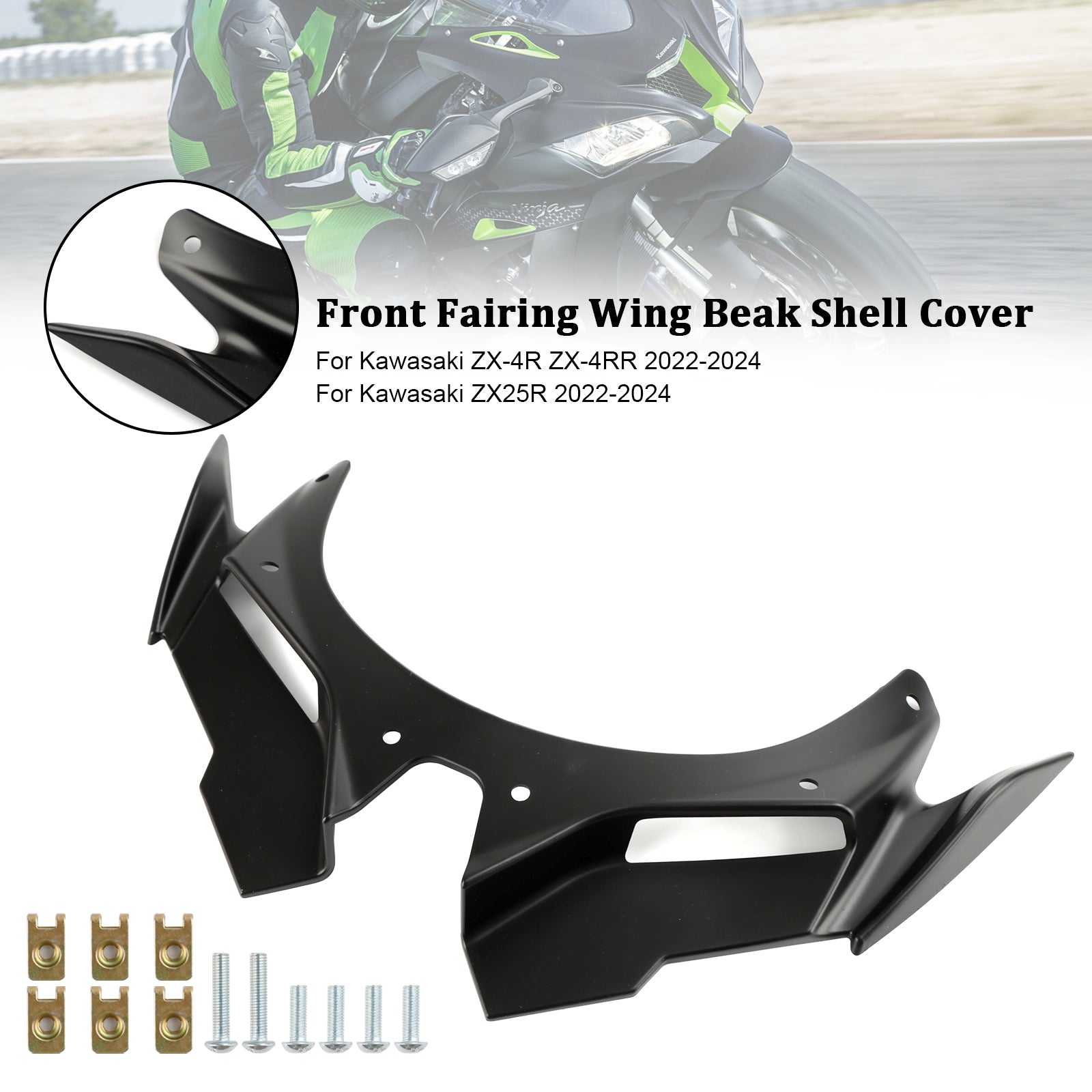 Front Fairing Wing Beak Shell Cover For Kawasaki ZX4R ZX4RR ZX25R 22-24