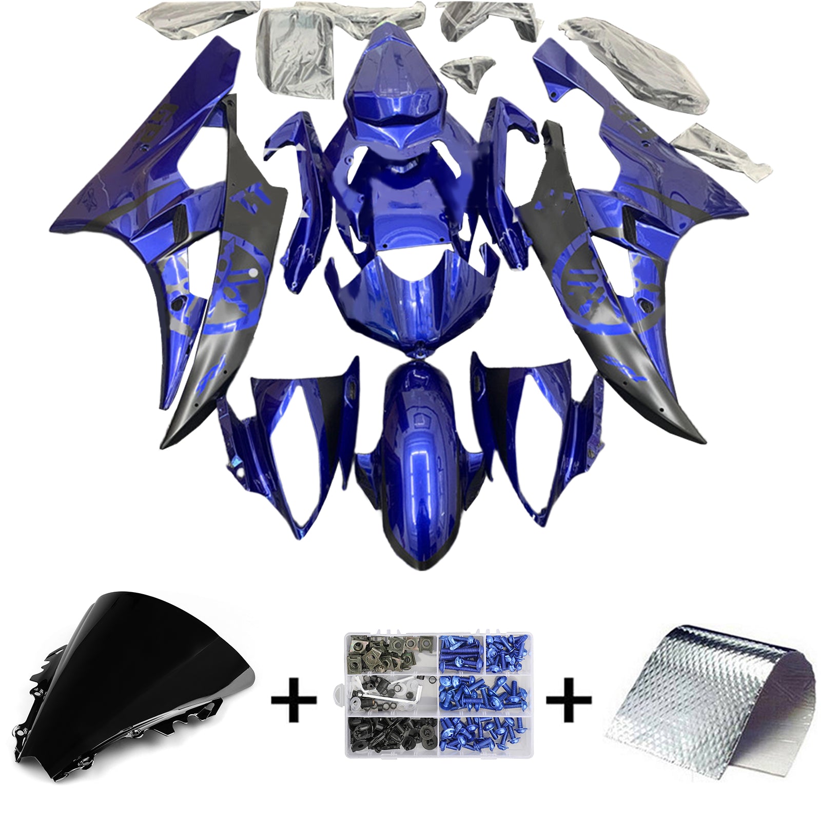 Amotopart 2006–2007 Yamaha YZF 600 R6 Verkleidungsset in Blau und Schwarz