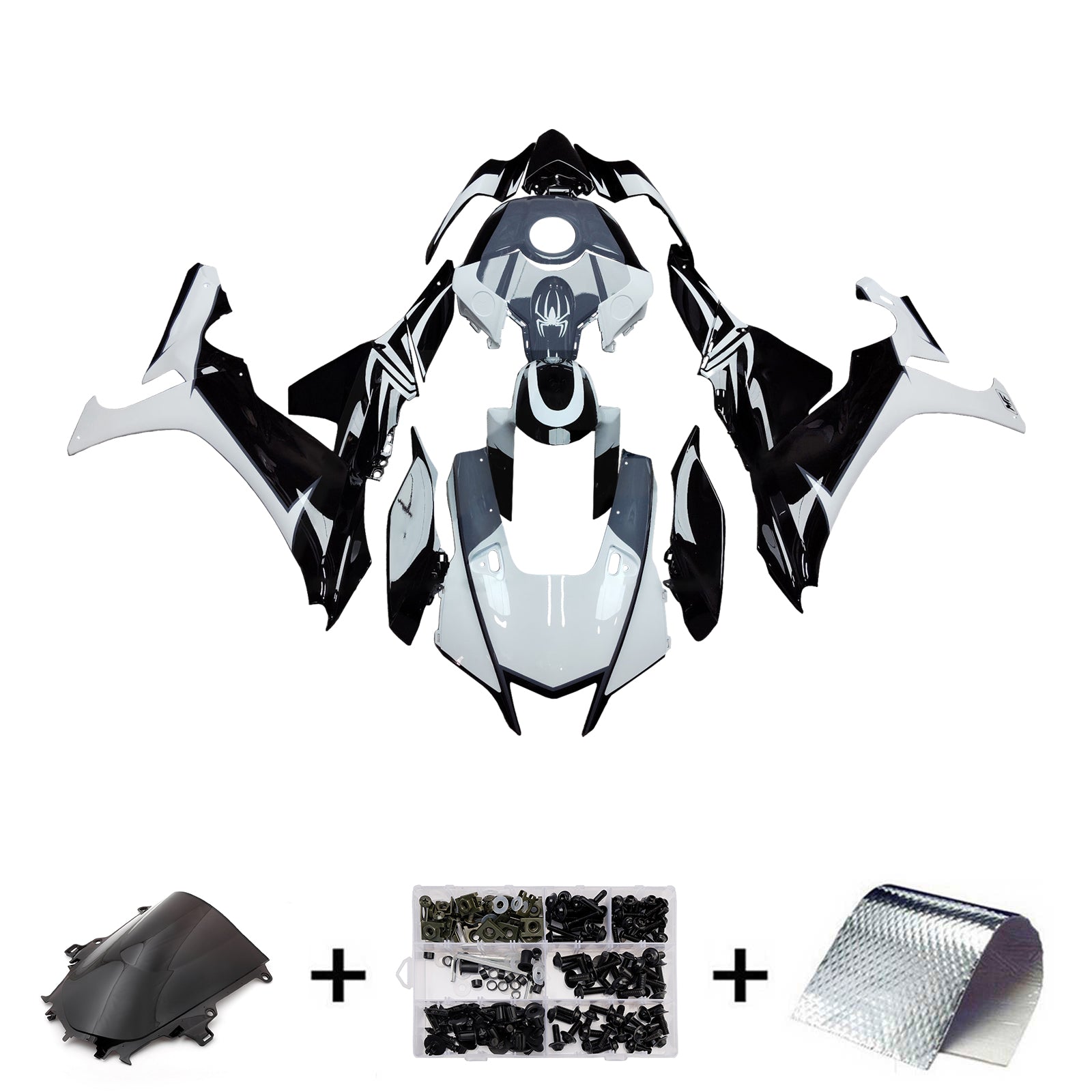 Amotopart 2020-2025 Yamaha YZF-R1 White Black Fairing Kit