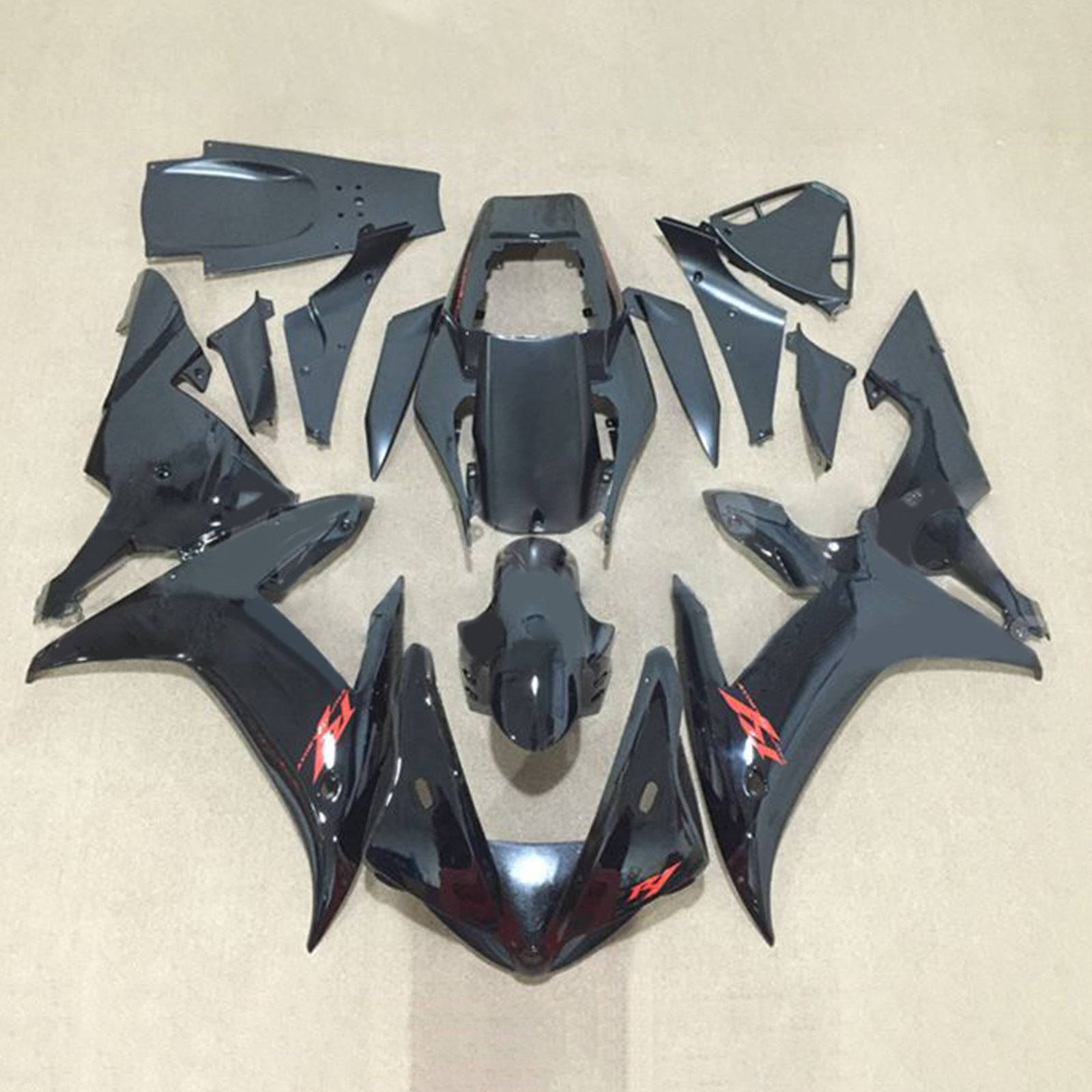 Amotopart 2002-2003 YZF-R1 Yamaha Gloss Black with Logo Fairing Kit