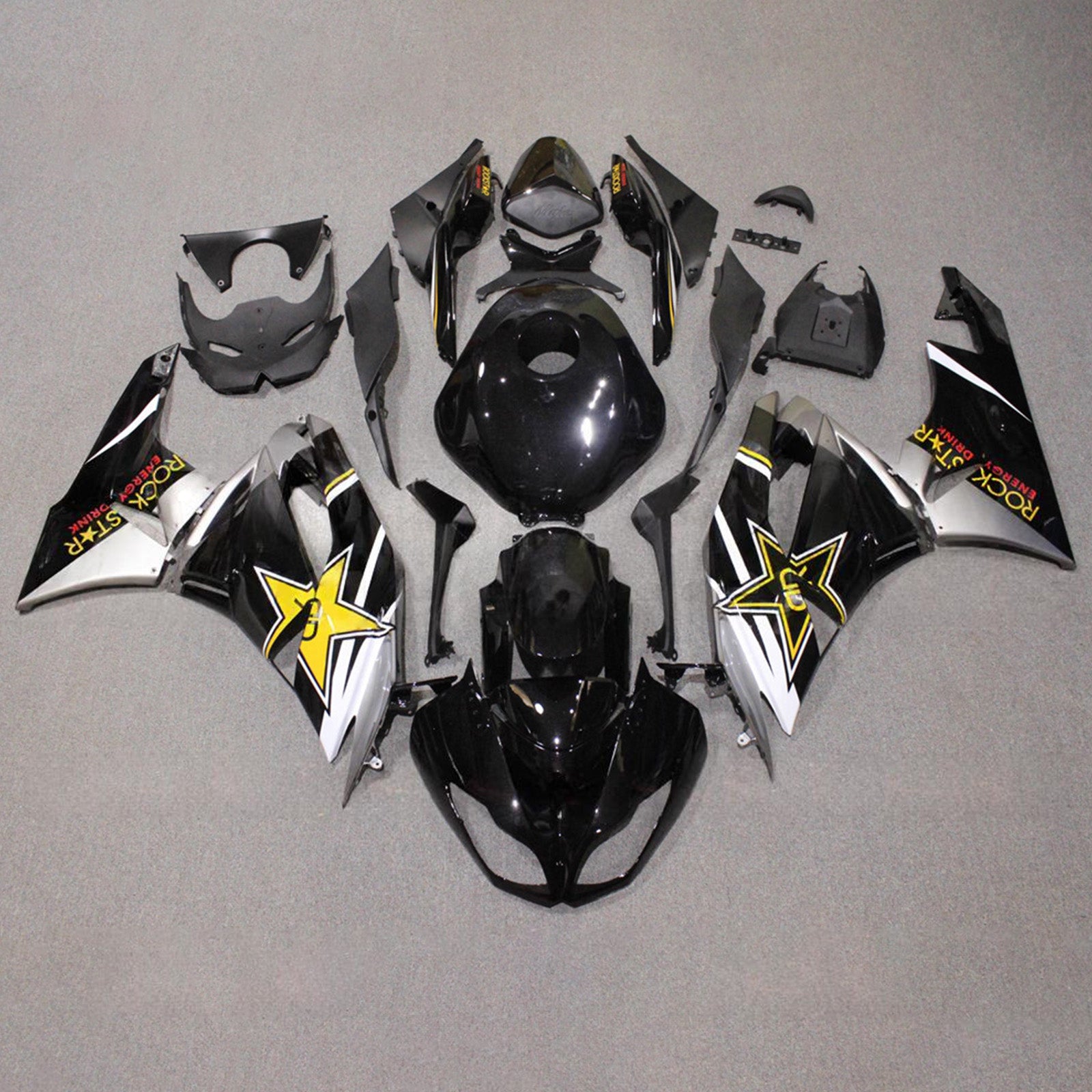 Amotopart 2009-2012 Kawasaki ZX6R 636 Black Yellow Fairing Kit