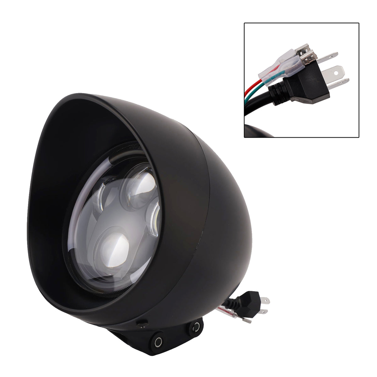 5.75" Headlight Lamp Spotlight Universal Led 4000lm Fits For Cruise Cafe Chrome