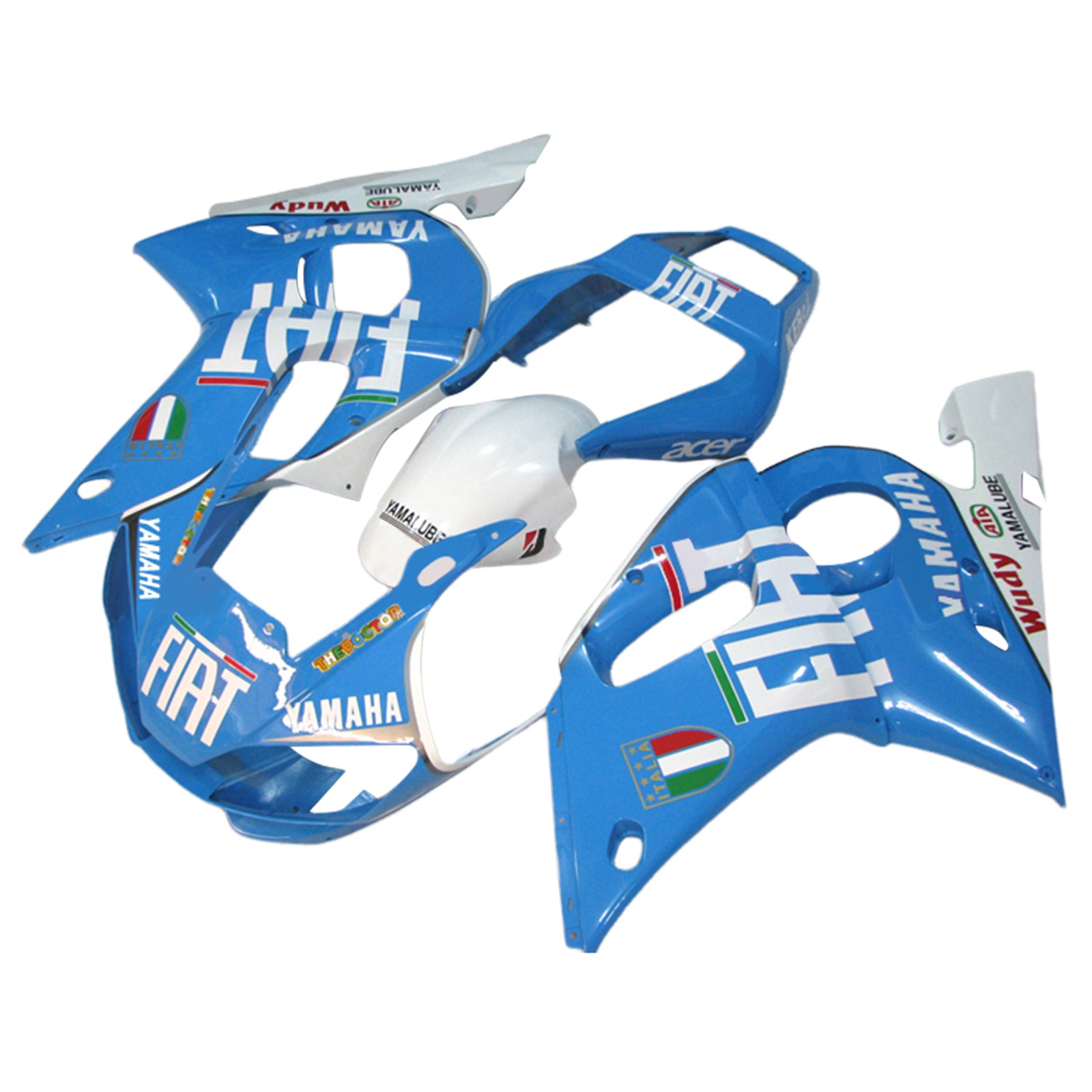 Amotopart 1998-2002 Yamaha YZF 600 R6 Kit de carénage bleu et blanc Style1