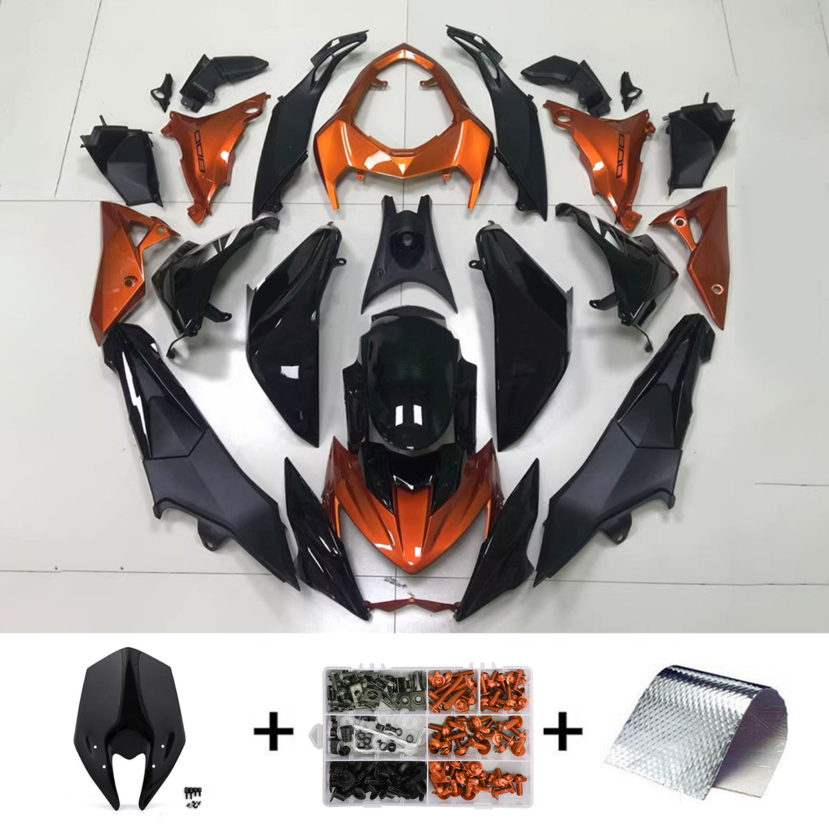 Kit carena Amotopart 2013-2018 Kawasaki Z800 nero e arancione