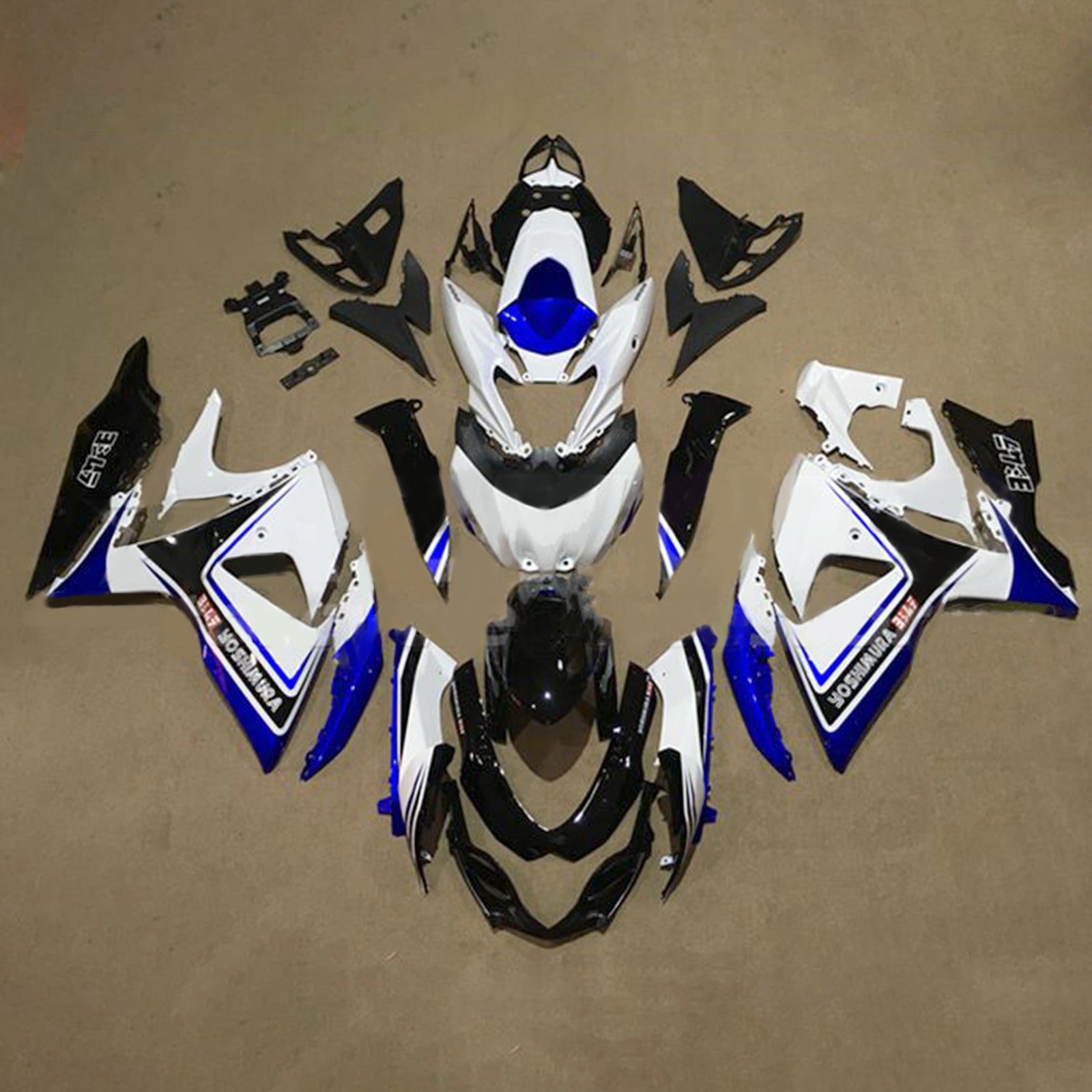 Amotopart 2009-2016 K9 GSXR1000 Suzuki Azul y Blanco Style4 Kit de carenado