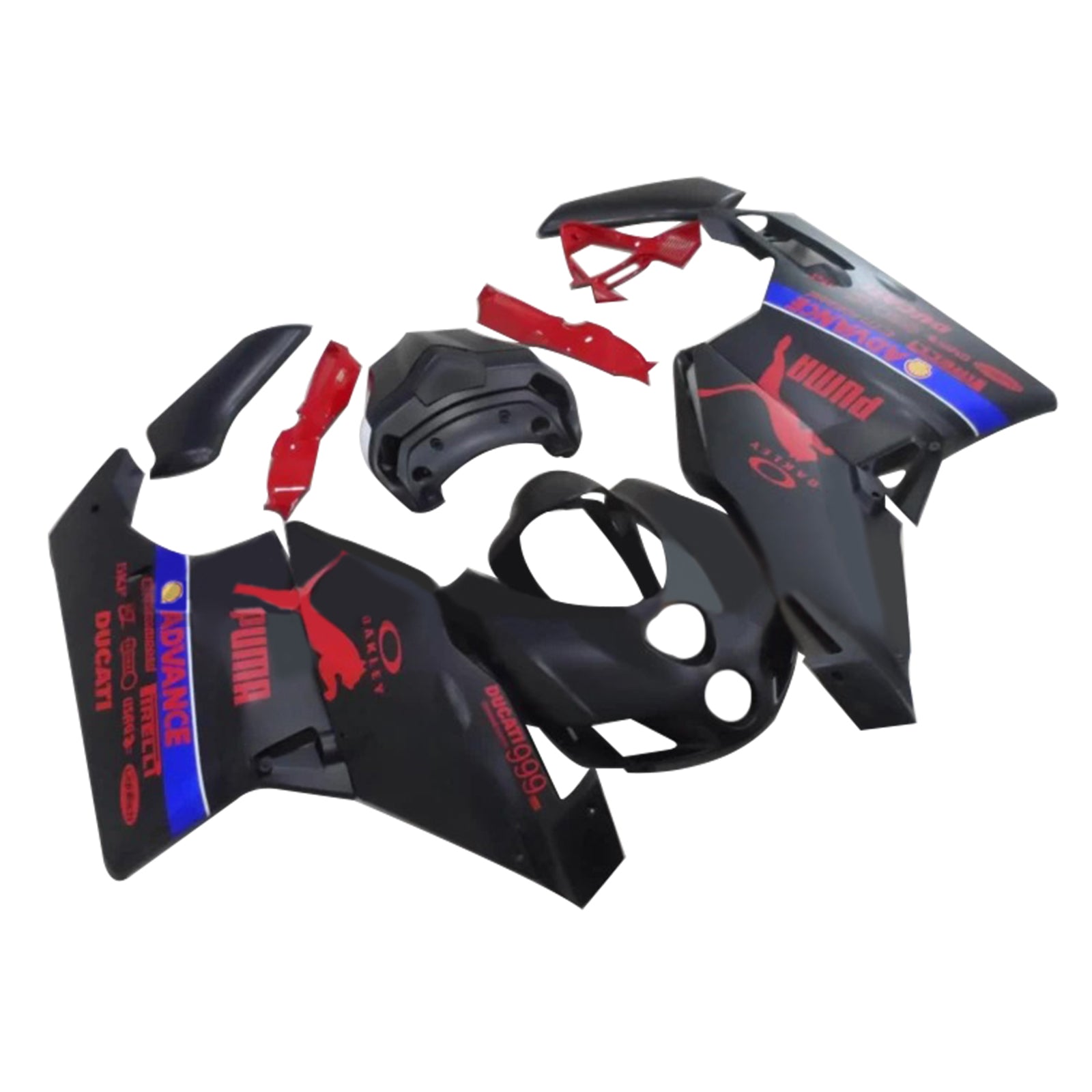 Amotopart Ducati 999 749 2005 2006 Kit Carénage Noir Rouge Mat