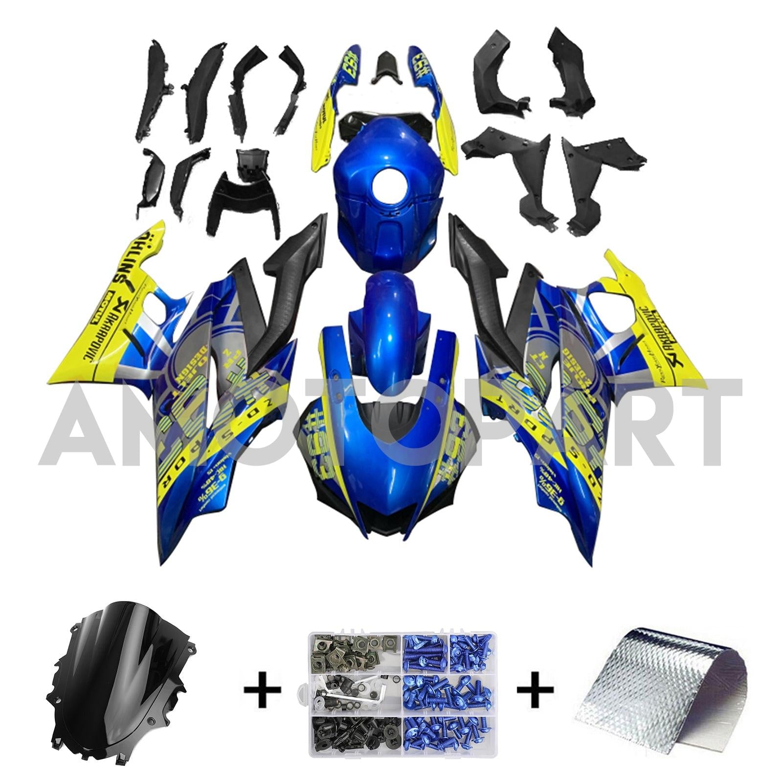 Amotopart 2022-2024 Yamaha YZF-R3 R25 Blue&Yellow Fairing Kit