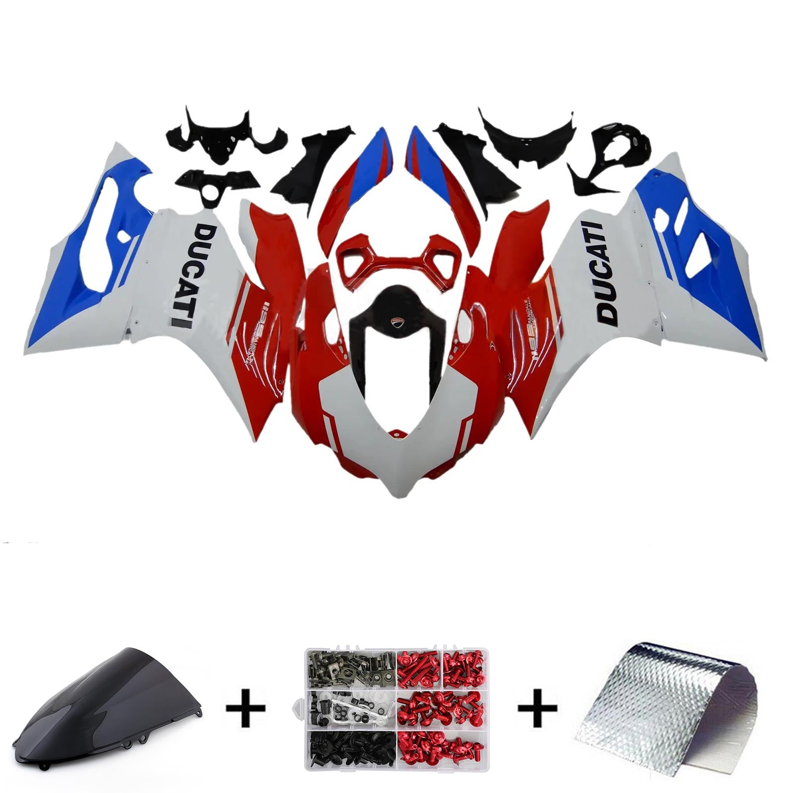 Amotopart 2012-2015 Ducati 1199 899 Kit de carénage bleu et rouge Style3