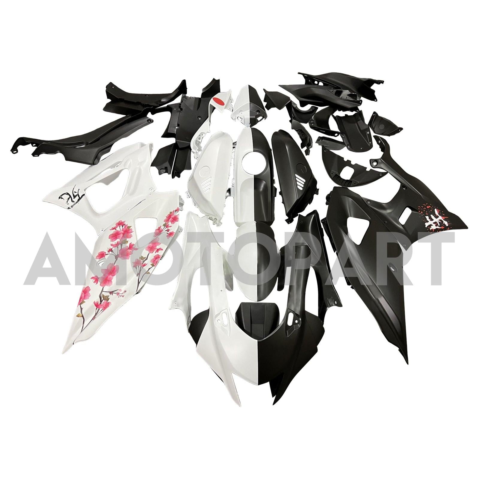 Amotopart 2021-2025 Yamaha YZF-R7 Cherry Blossom Black Fairing Kit