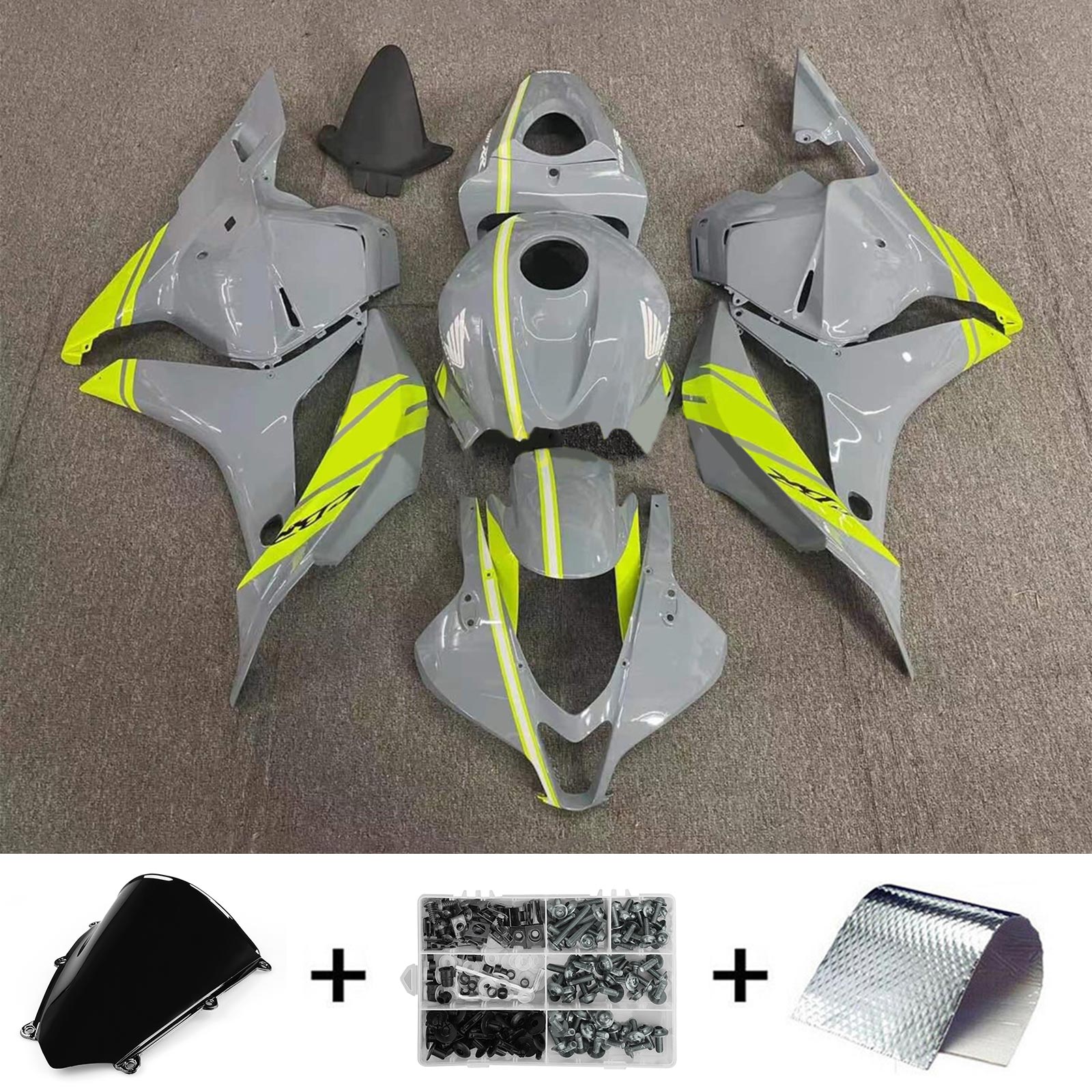 Amotopart 2007-2008 Honda CBR600RR Kit de carenado gris amarillo