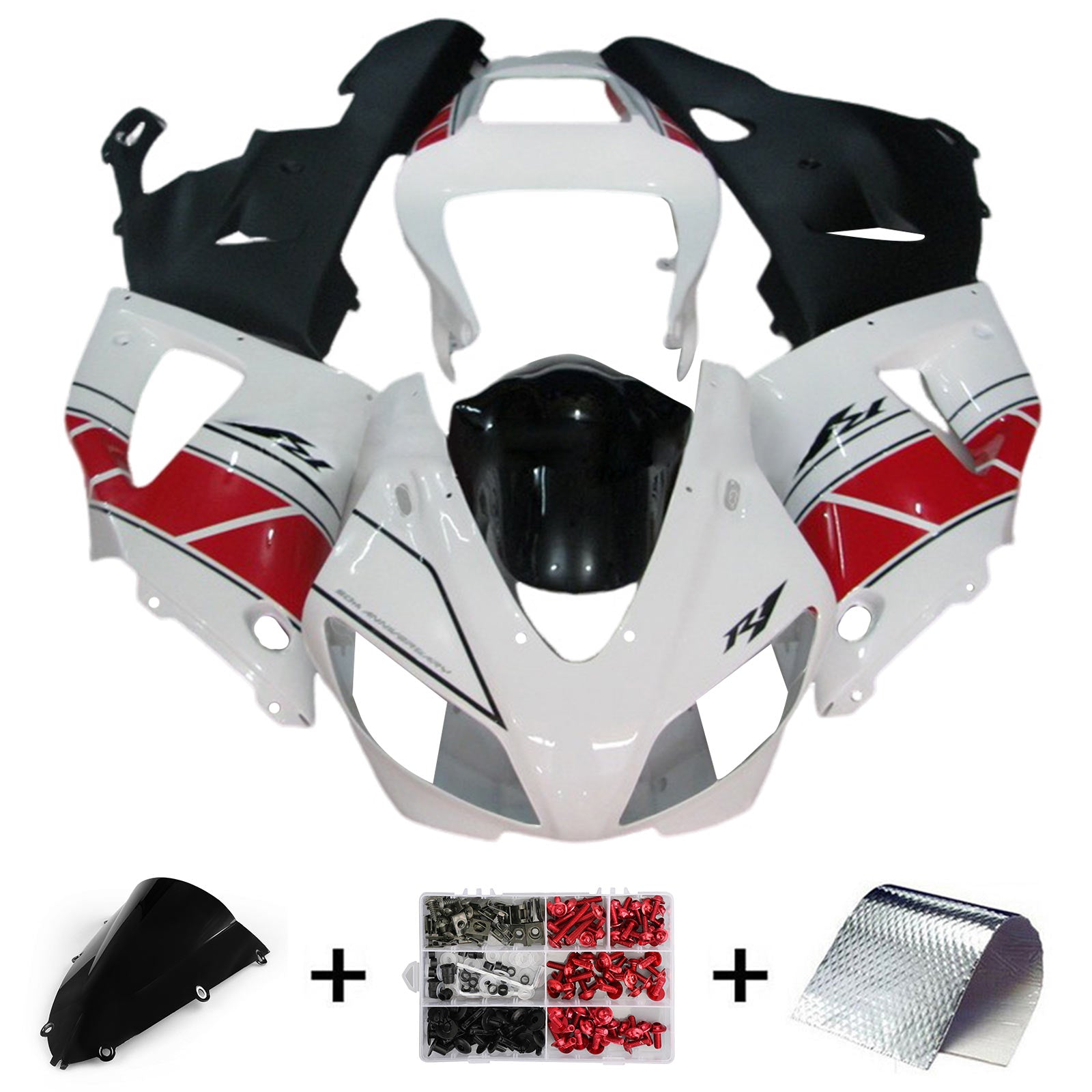 Amotopart 1998-1999 Yamaha YZF 1000 R1 Kit de carenado rojo blanco negro