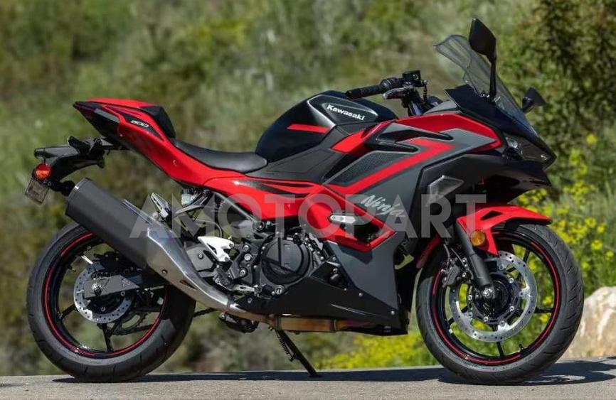 Amotopart 2024-2025 Kawasaki Ninja 500 Red Black Grey Fairing Kit