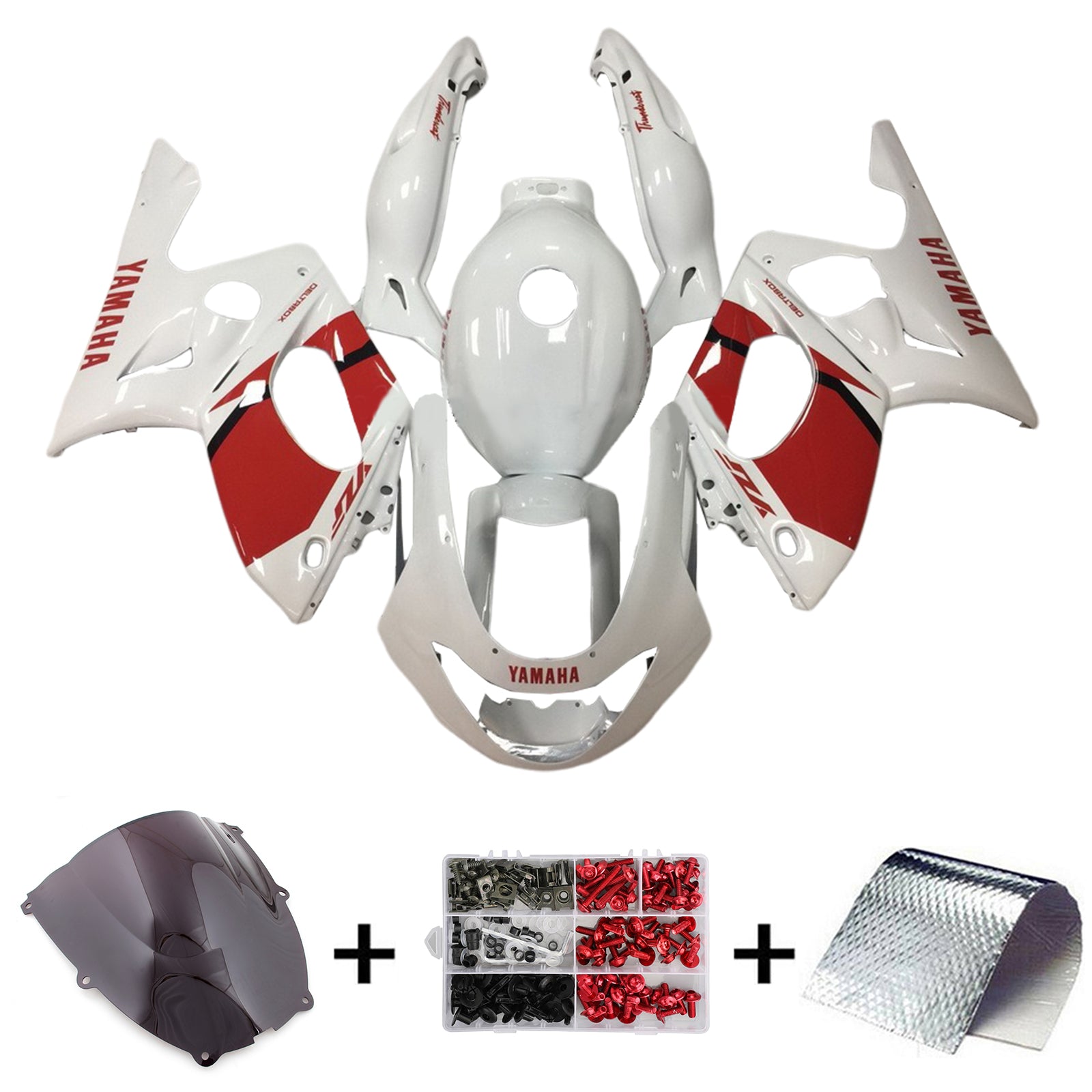 Amotopart 1996-2007 Yamaha YZF 600R Thundercat White Red Fairing Kit