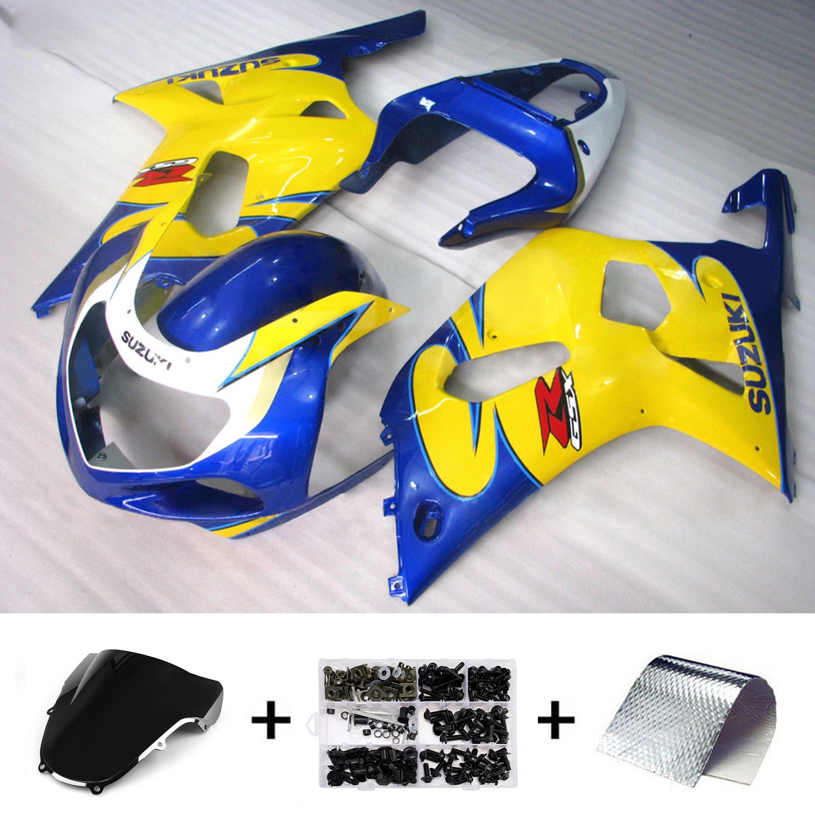 Amotopart Suzuki 2001-2003 GSXR 600 2000-2003 GSXR 750 Blue Yellow Fairing Kit