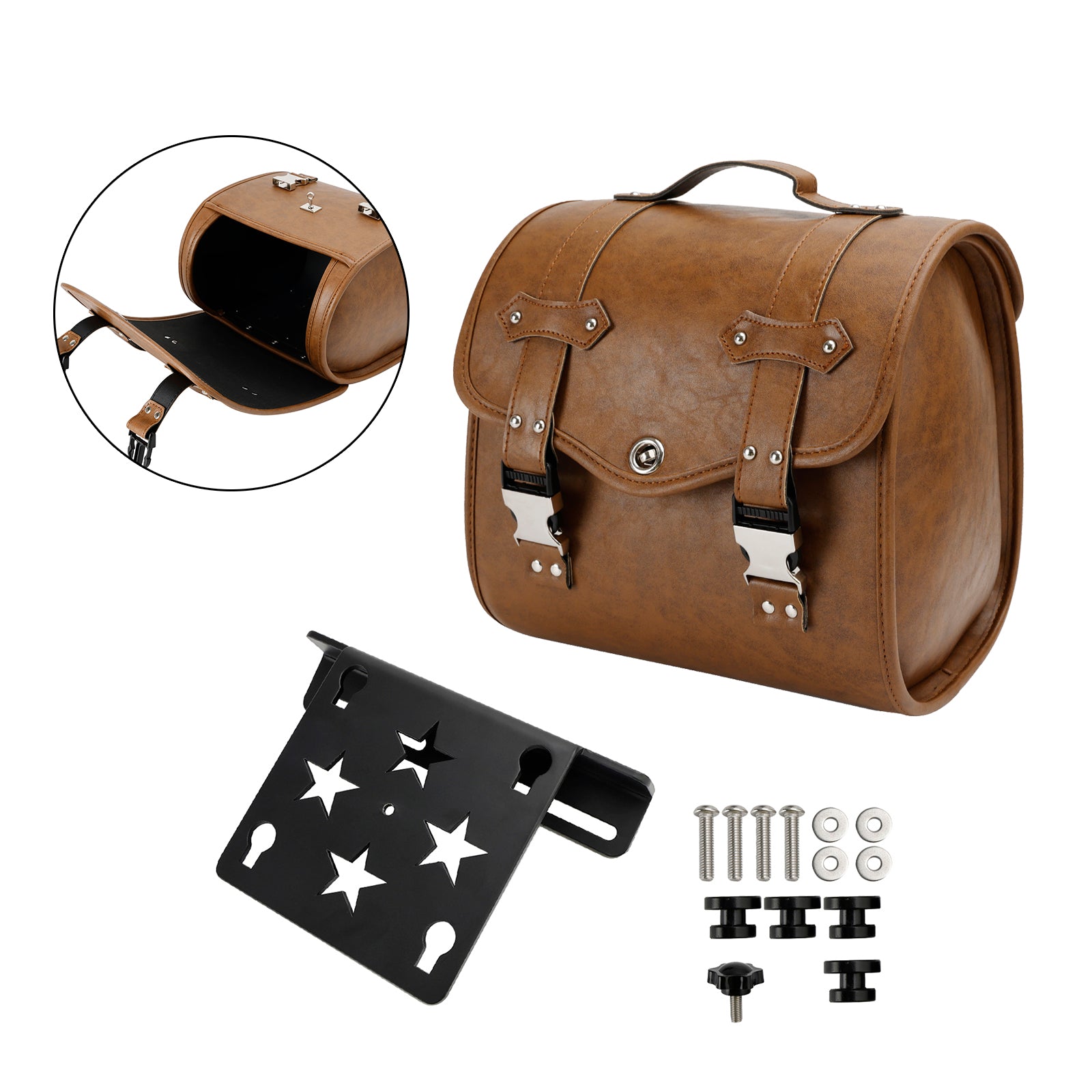 Cruiser Adv Cafe Side Tool Bag Saddlebag Quick Release Luggage Kit Brown