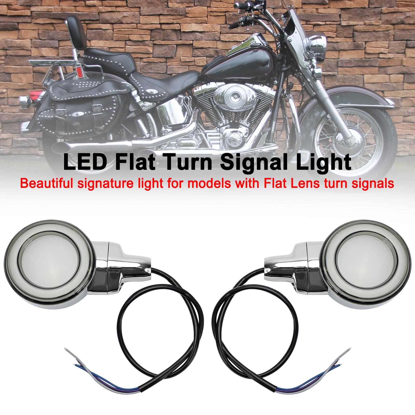 LED Flat Front Turn Signal Light For Heritage Softail Classic Touring 99-23