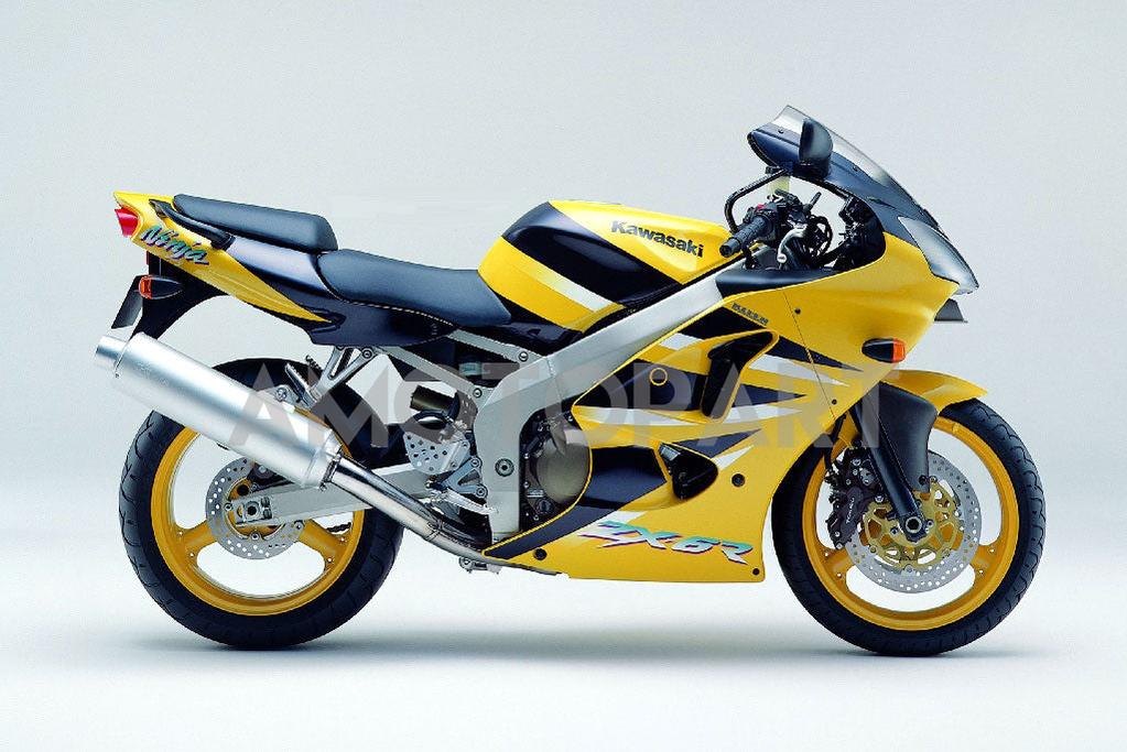 Amotopart 2000-2002 Kawasaki ZX6R 636 2005-2008 Kawasaki ZZR600 Yellow Black Fairing Kit