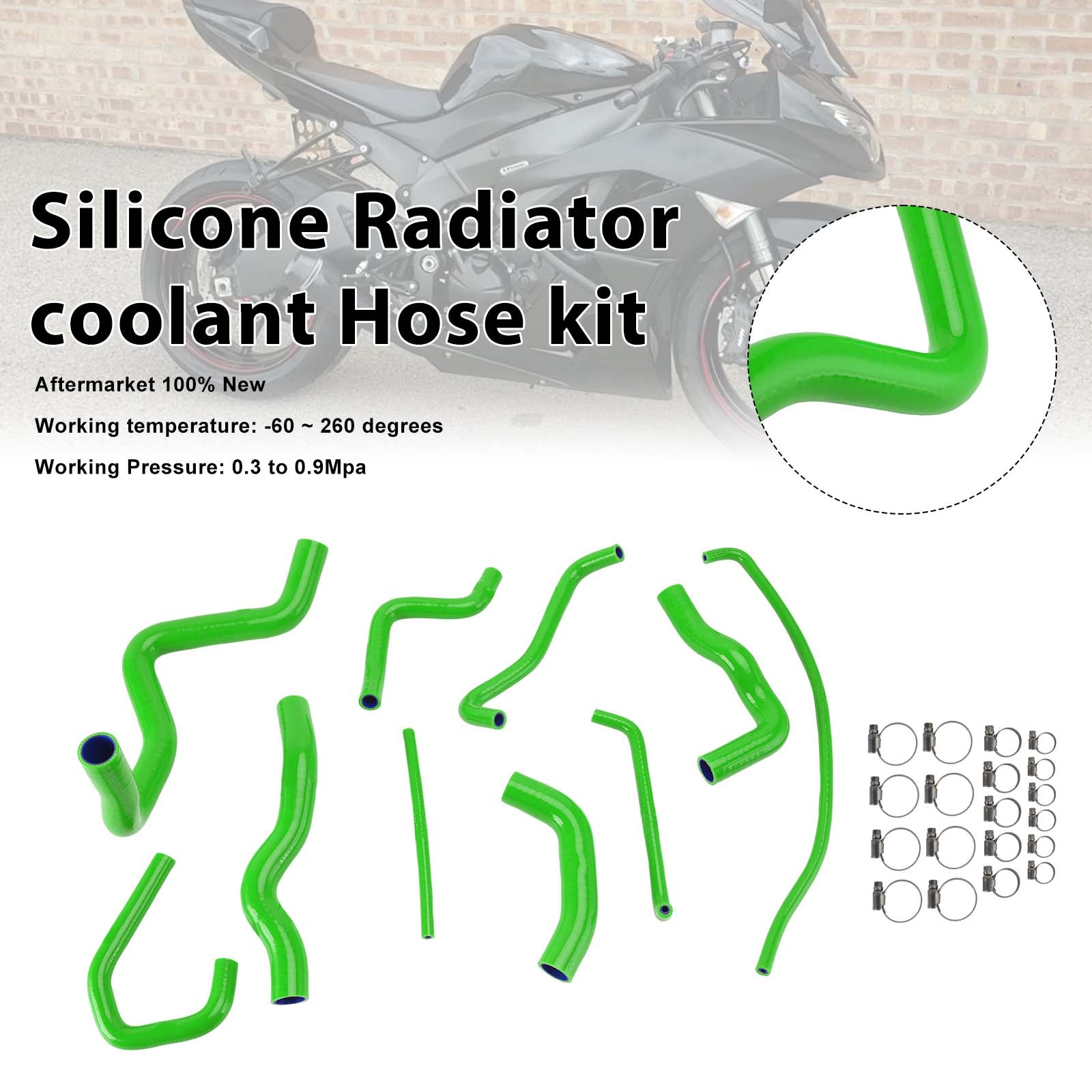 09-26 Kit de mangueira de refrigeração do radiador de silicone Kawasaki Ninja 636 ZX-6R