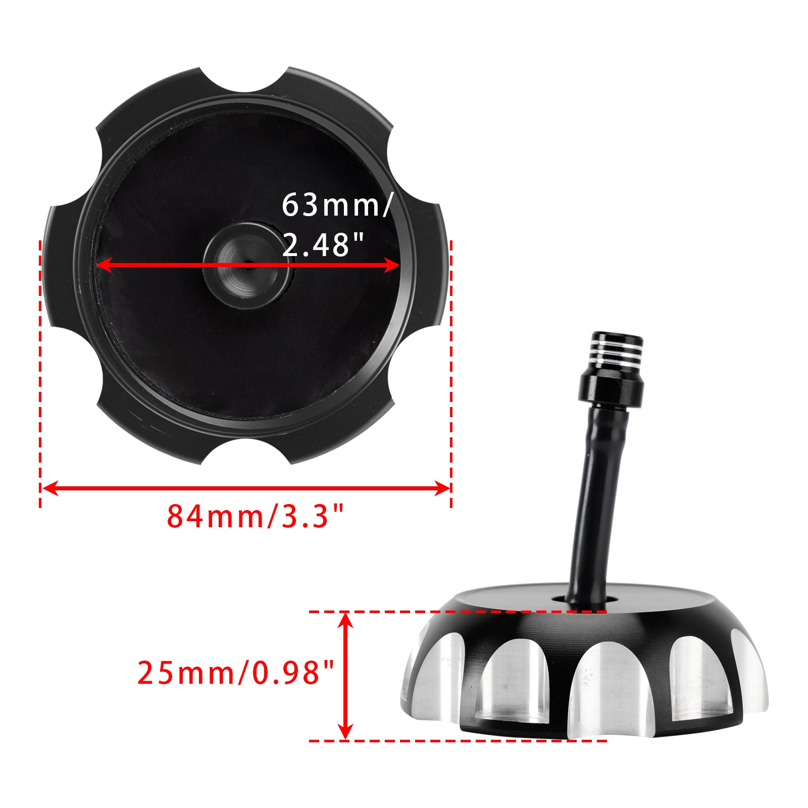 Yamaha Bruin Grizzly Big Bear 250 350 400 450 Alu Fuel Gas Cap W/Vent Black