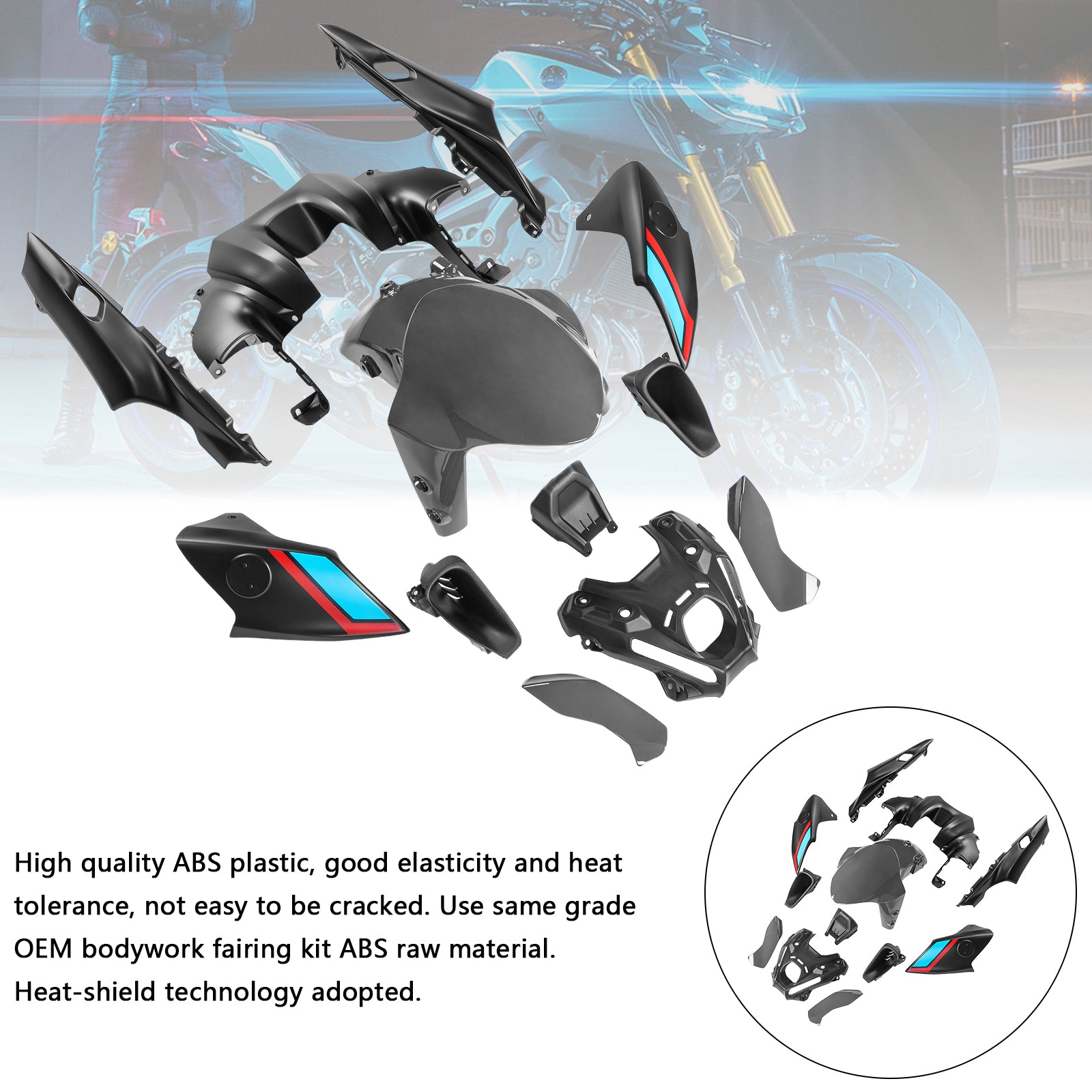 Amotopart 2021-2023 Yamaha MT 09 Fairing Kit