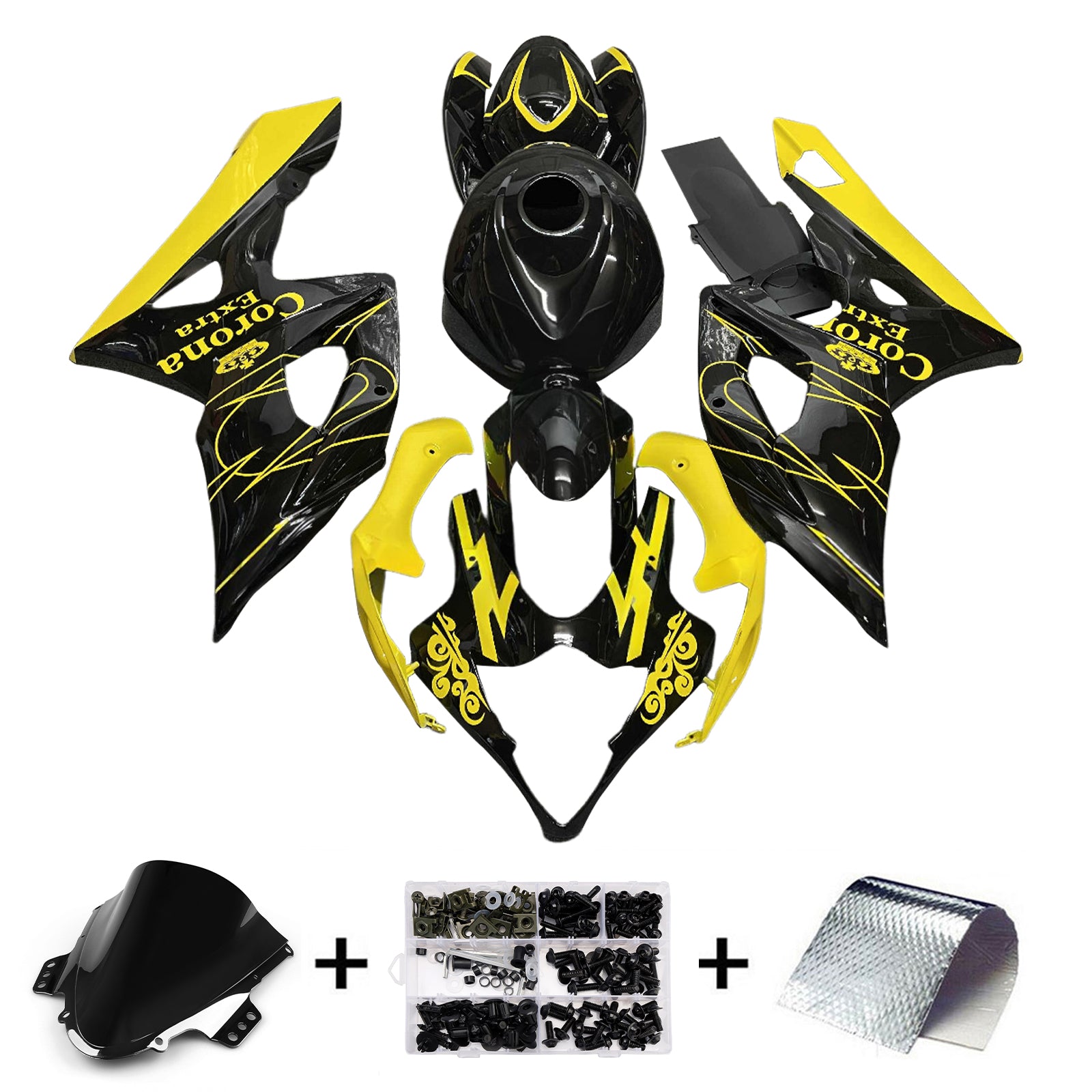 Amotopart 2005-2006 Suzuki GSXR1000 Black Yellow Fairing Kit