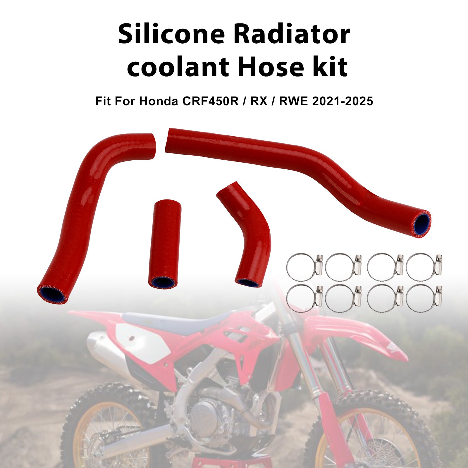 Honda CRF450R RX RWE 21-25 Silicone Radiator coolant Hose kit
