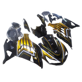 Amotopart 2012-2022 Kawasaki ZX14R ZZR1400 Black Gold Yellow &  White Fairing Kit