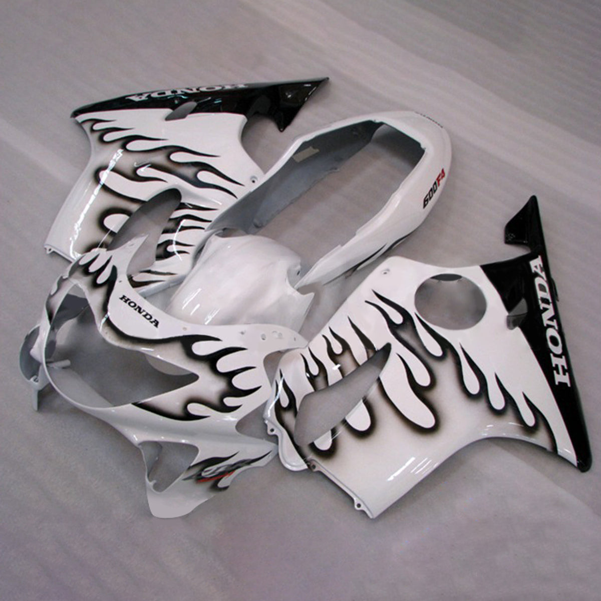 Amotopart 1999–2000 CBR600 F4 Honda Weiß mit Black Flame Verkleidungsset