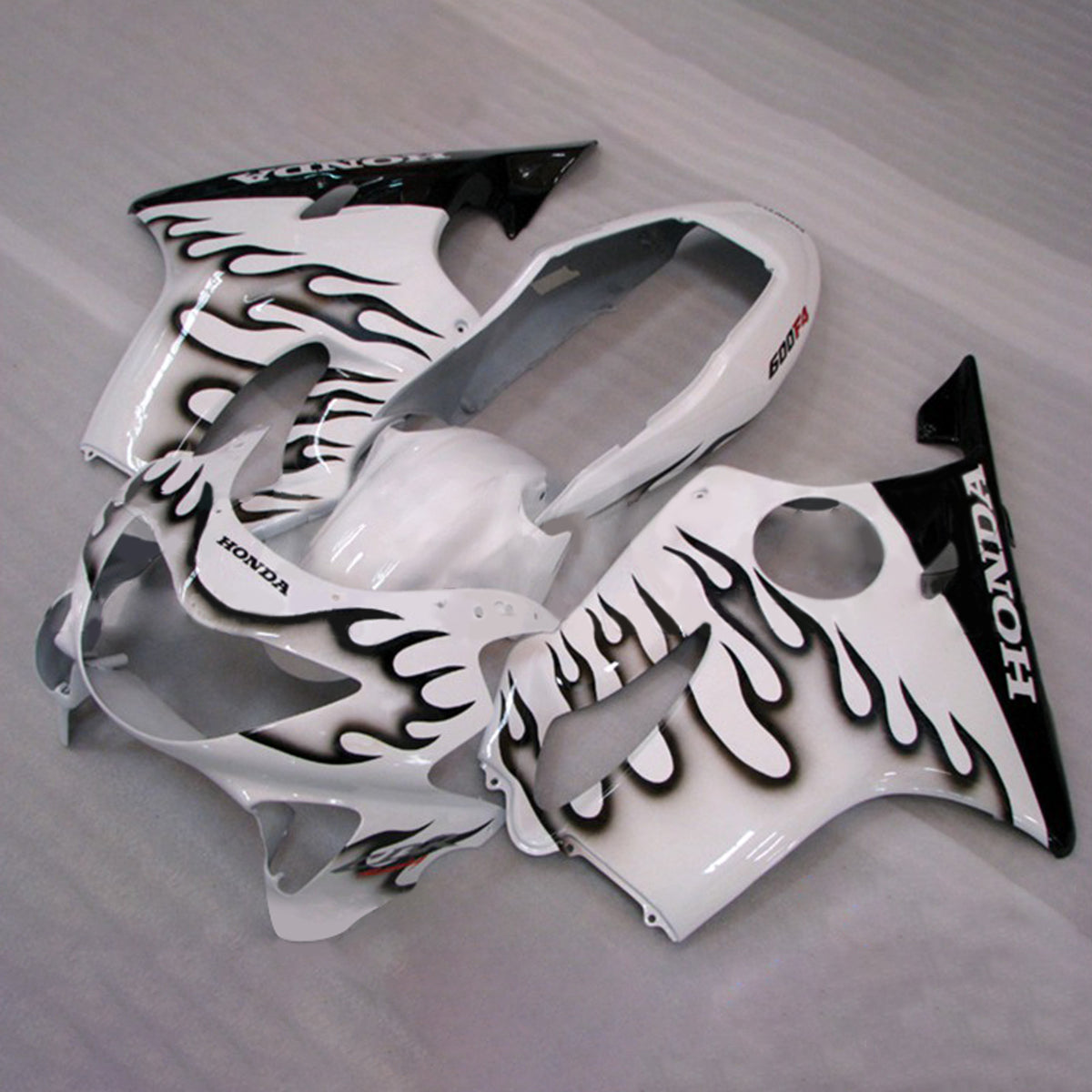 Amotopart 1999-2000 CBR600 F4 Honda blanco con kit de carenado de llama negra