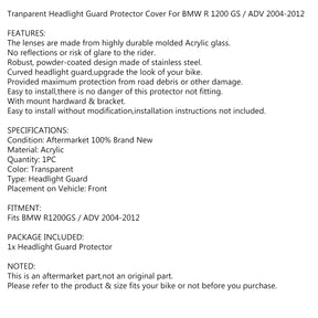 Tranparent Headlight Guard Protector Cover For BMW R 1200 GS / ADV 2004-2012