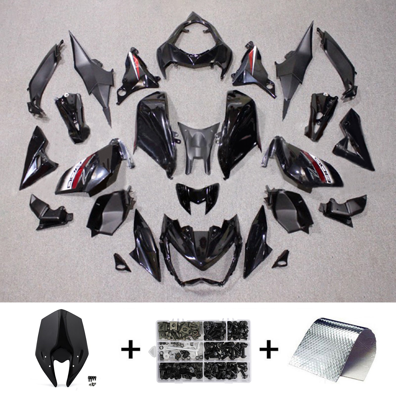 Amotopart 2013-2018 Kawasaki Z800 Black&Red Accent Fairing Kit