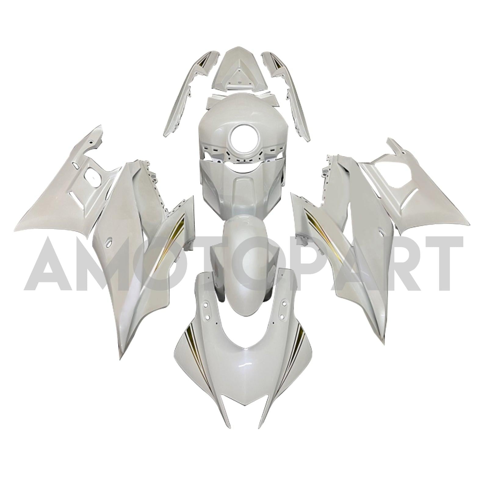 Amotopart Yamaha 2019-2021 YZF R3/YZF R25 Gloss White Fairing Kit