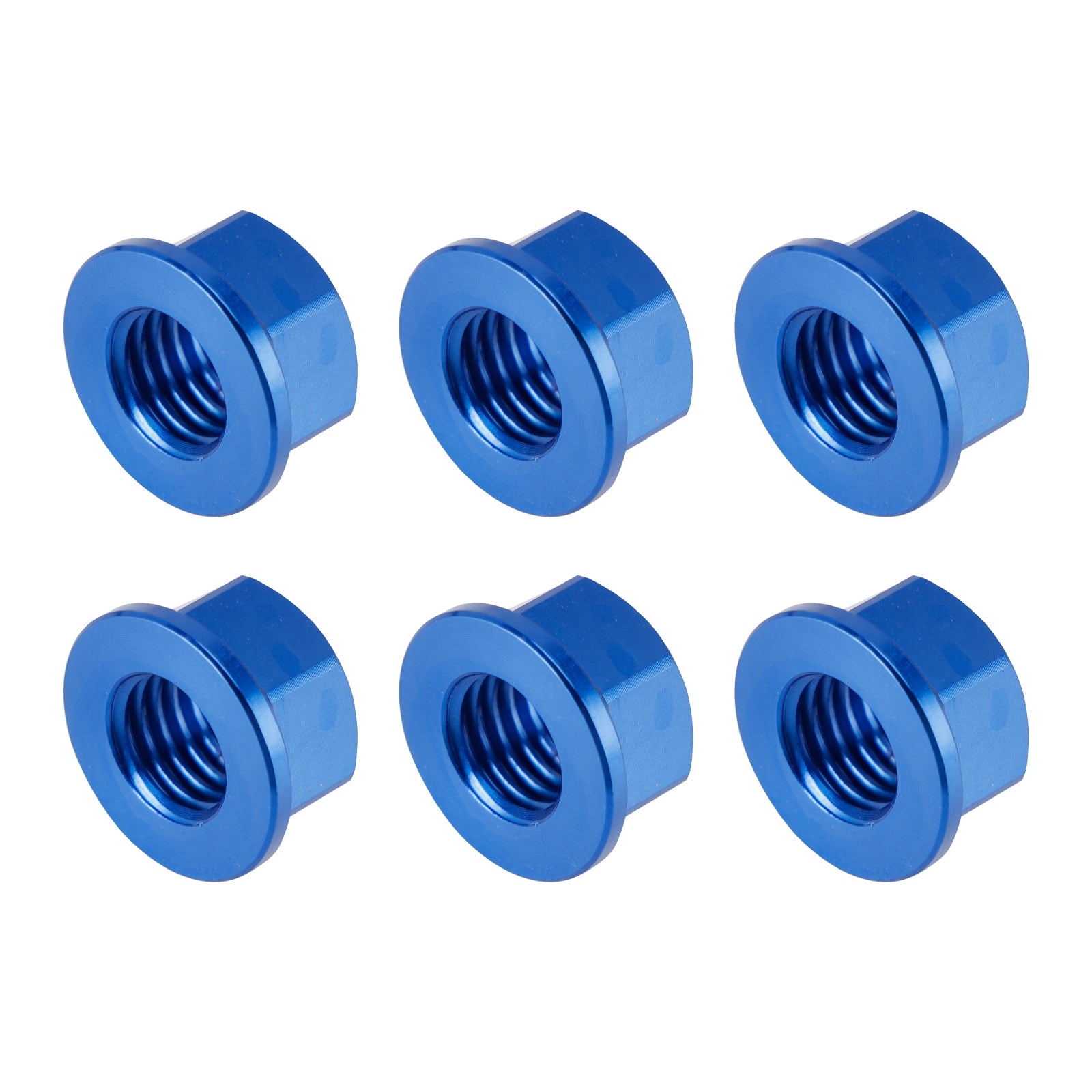 6 Pack Motorcycle Bike Aluminum Rear Sprocket Flange Nuts M10X1.5mm Blue
