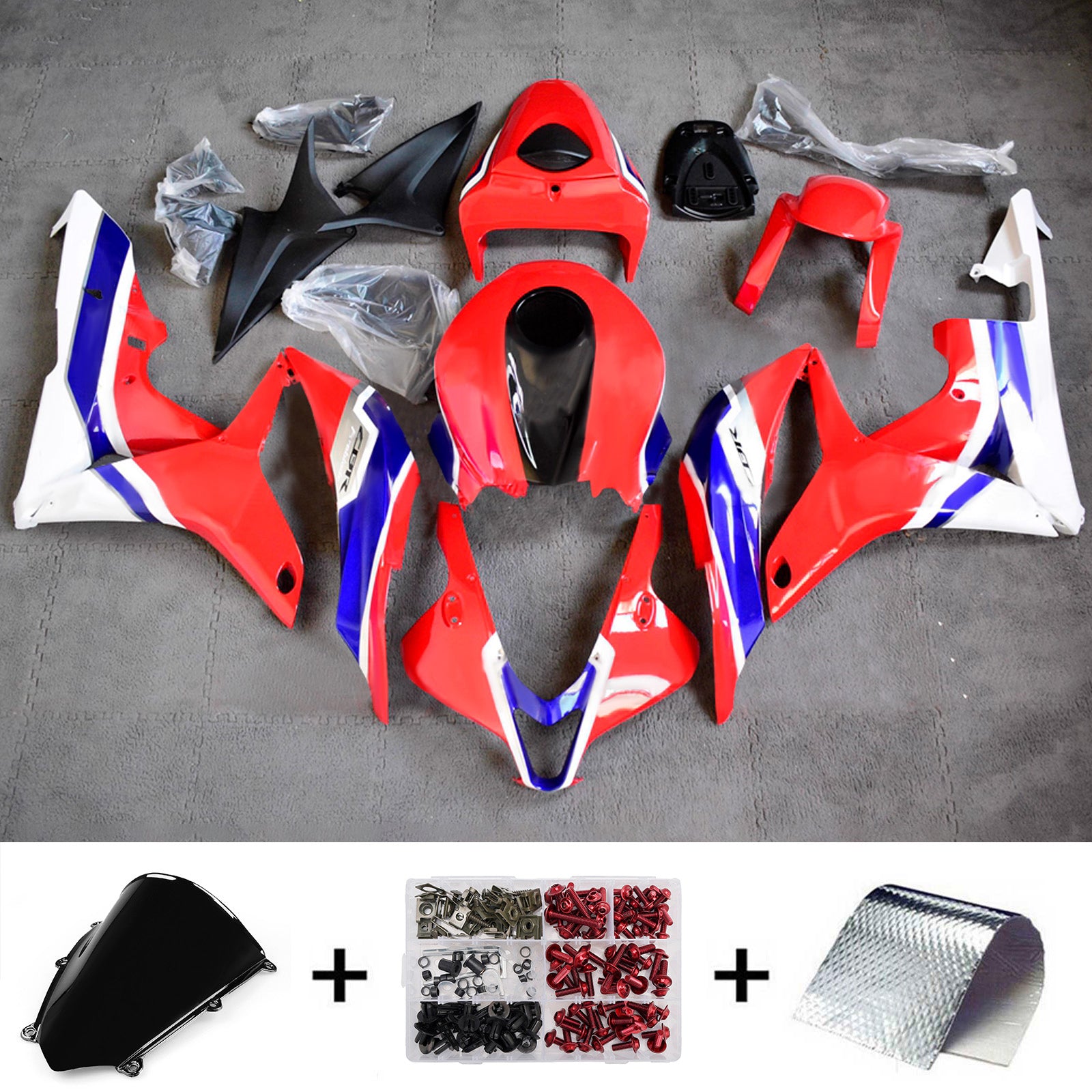 Amotopart 2007–2008 Honda CBR600RR Rot Blau Verkleidungsset