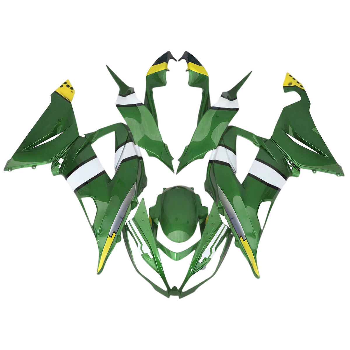 Amotopart 2013-2018 Kawasaki ZX-6R 636 White Green Fairing Kit