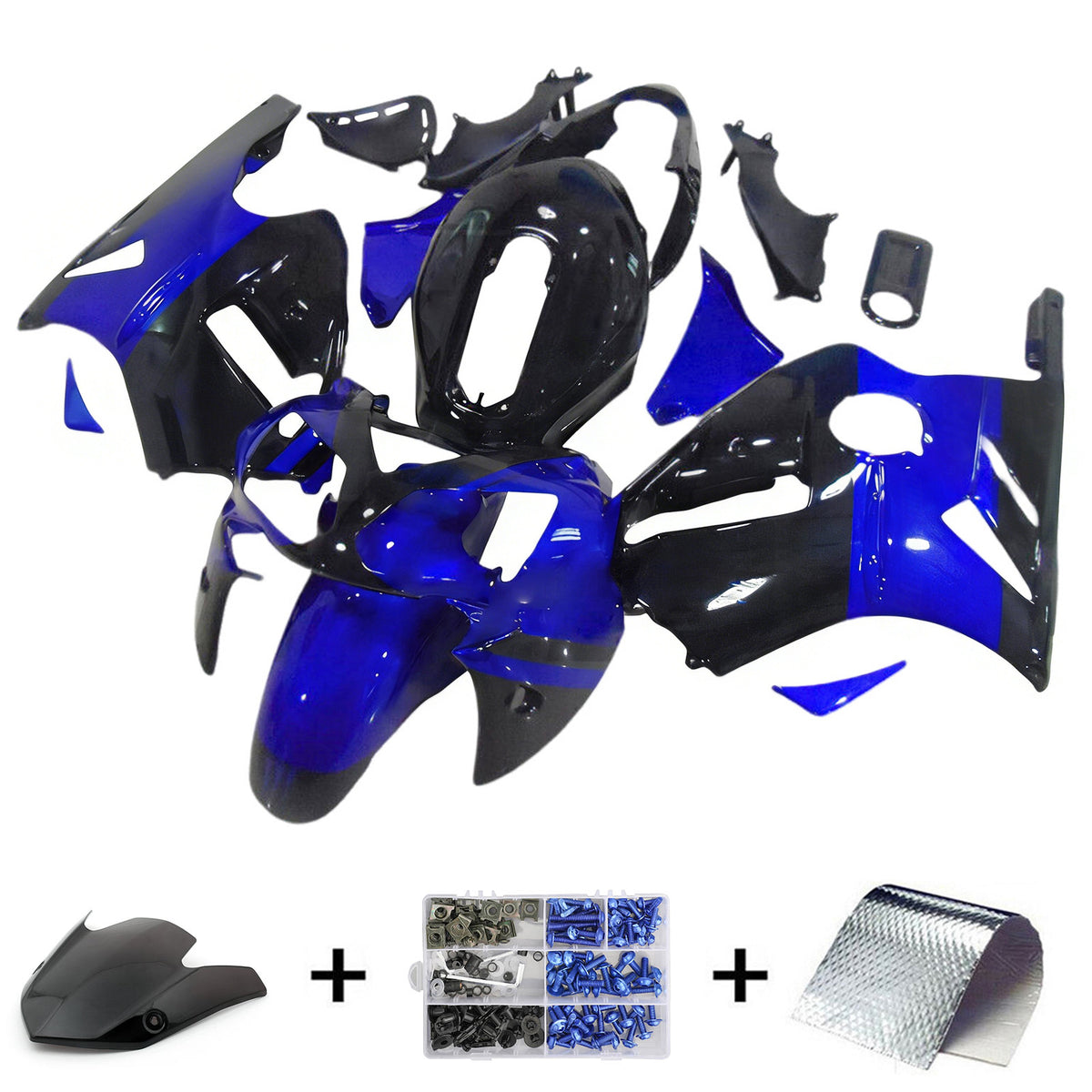 Amotopart 2002-2005 Kawasaki ZX-12R Blå Svart Vit Fairing Kit
