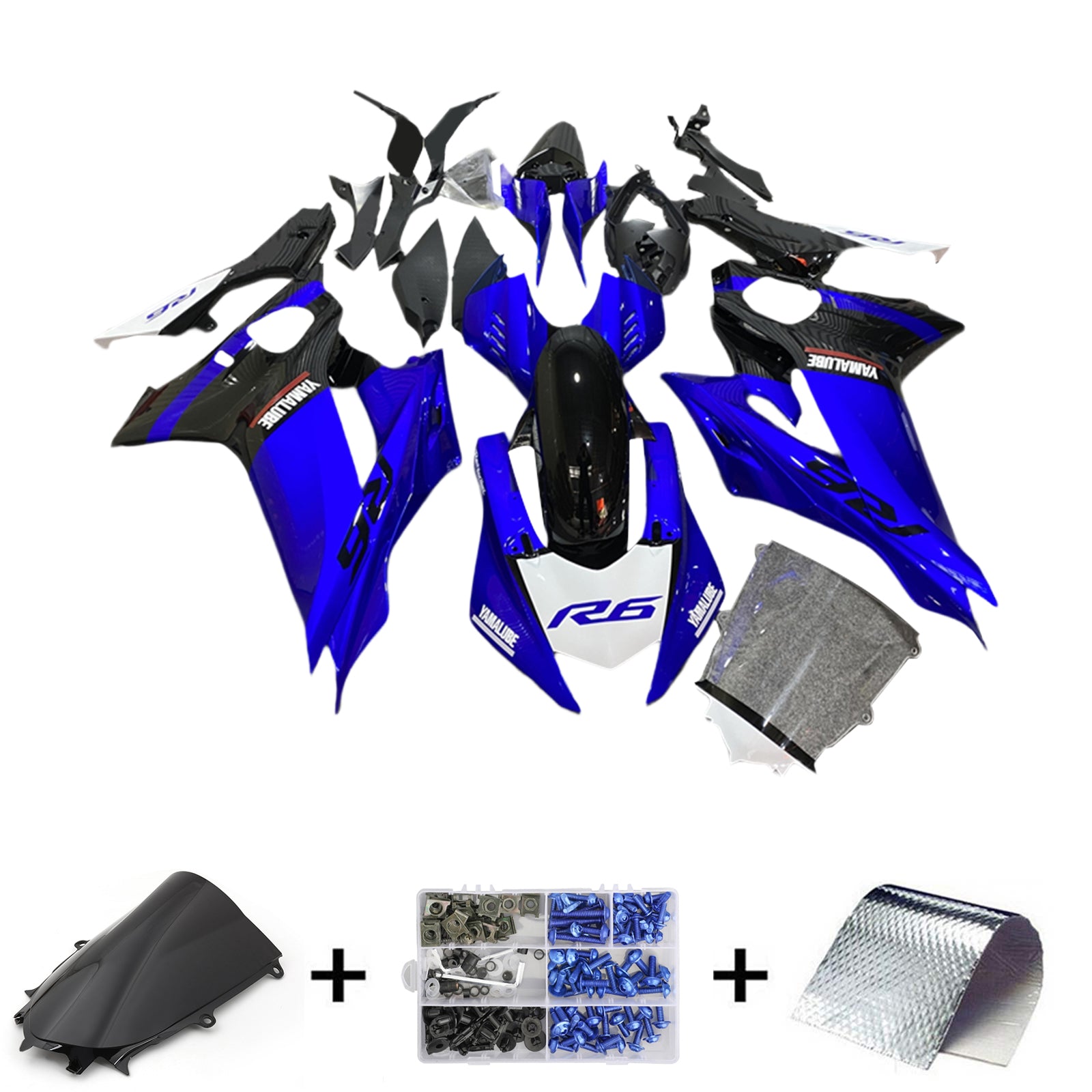 Kit de carénage Amotopart Yamaha YZF-R6 2017-2023 bleu Style8