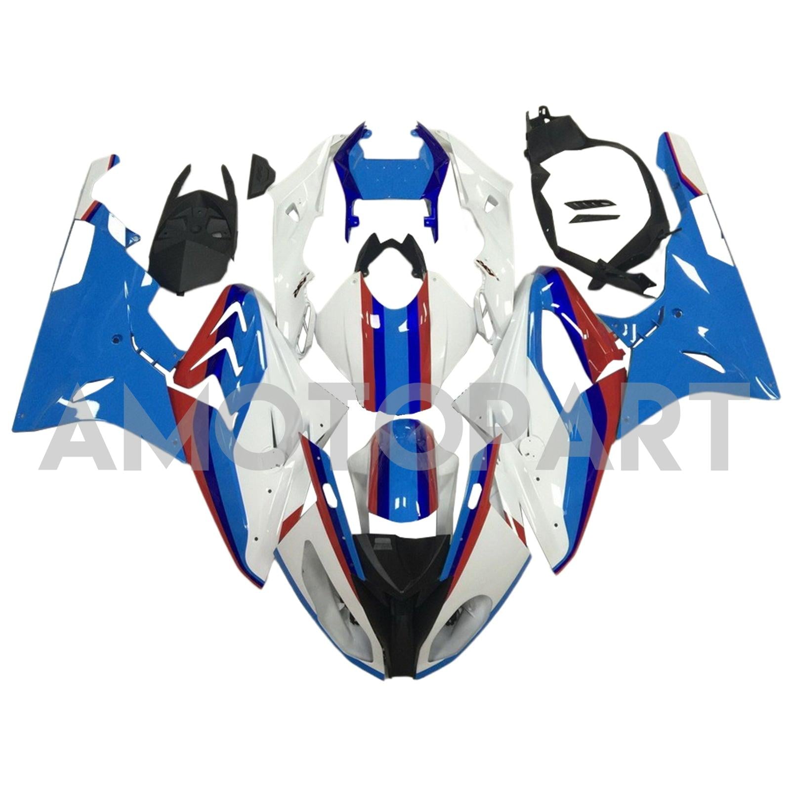Amotopart BMW S1000RR 2009-2014 Kit de carenado azul y blanco