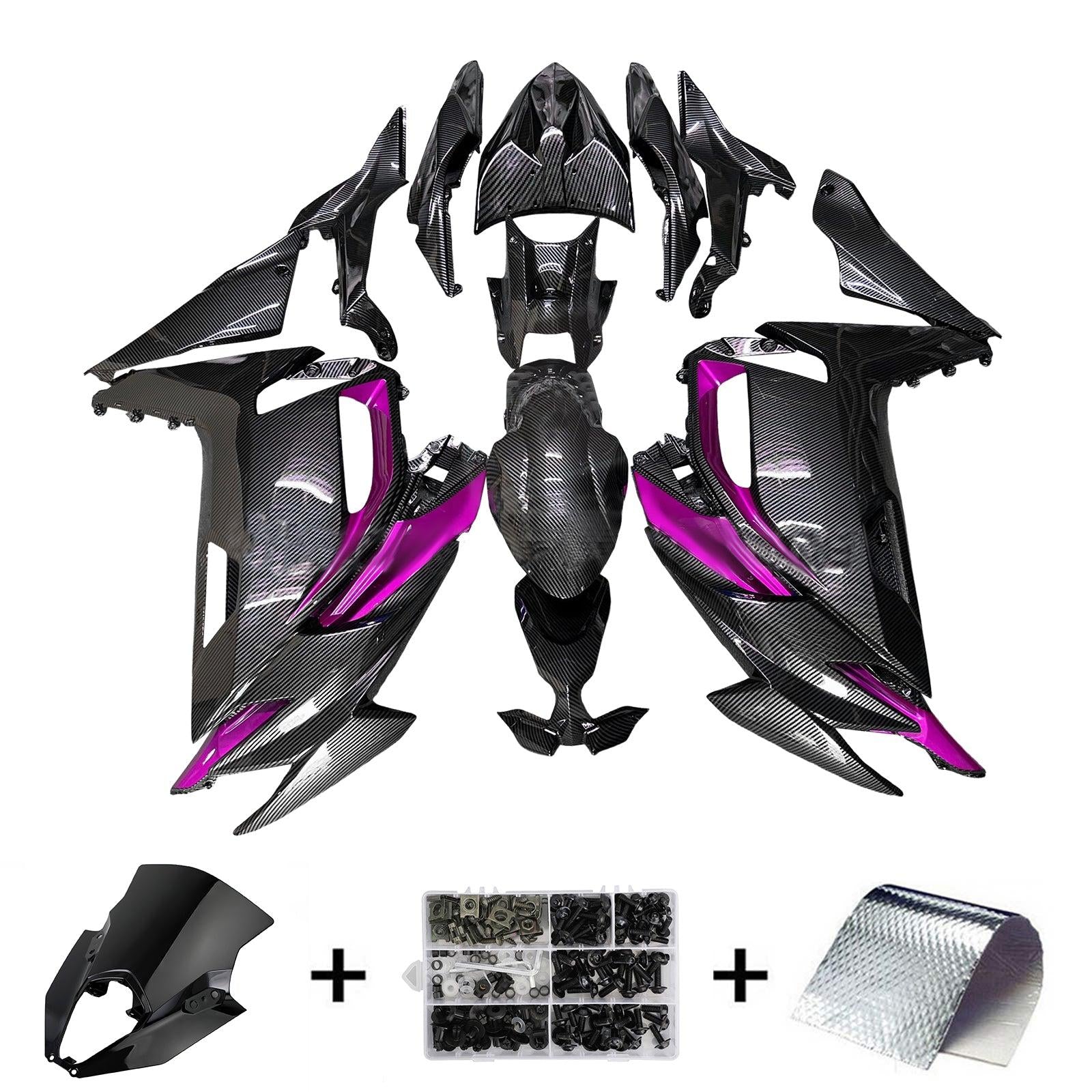 Amotopart 2020-2025 Kawasaki ER6F Ninja650 Carbon Fiber Pattern Purple Fairing Kit