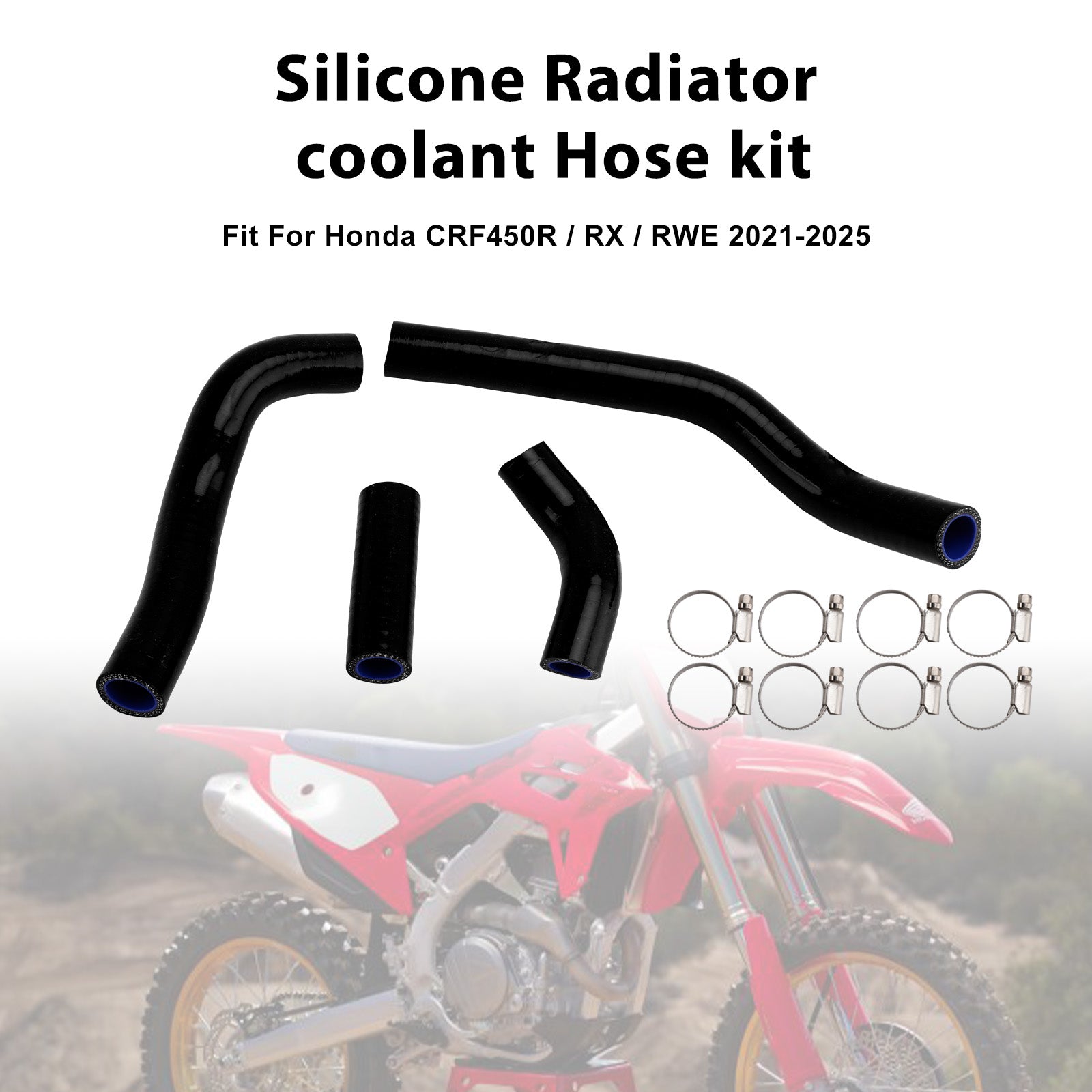 Honda CRF450R RX RWE 21-25 Silicone Radiator coolant Hose kit