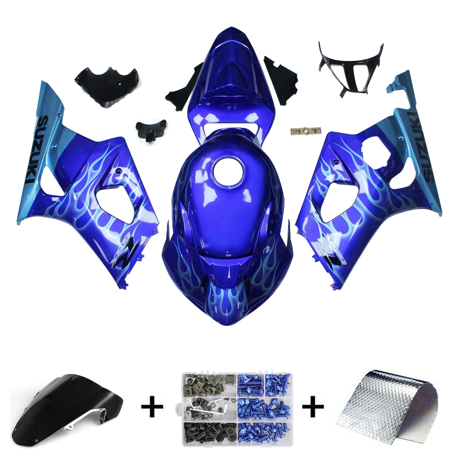 Amotopart 2003-2004 K3 GSXR 1000 Suzuki Kit de carenado azul claro claro